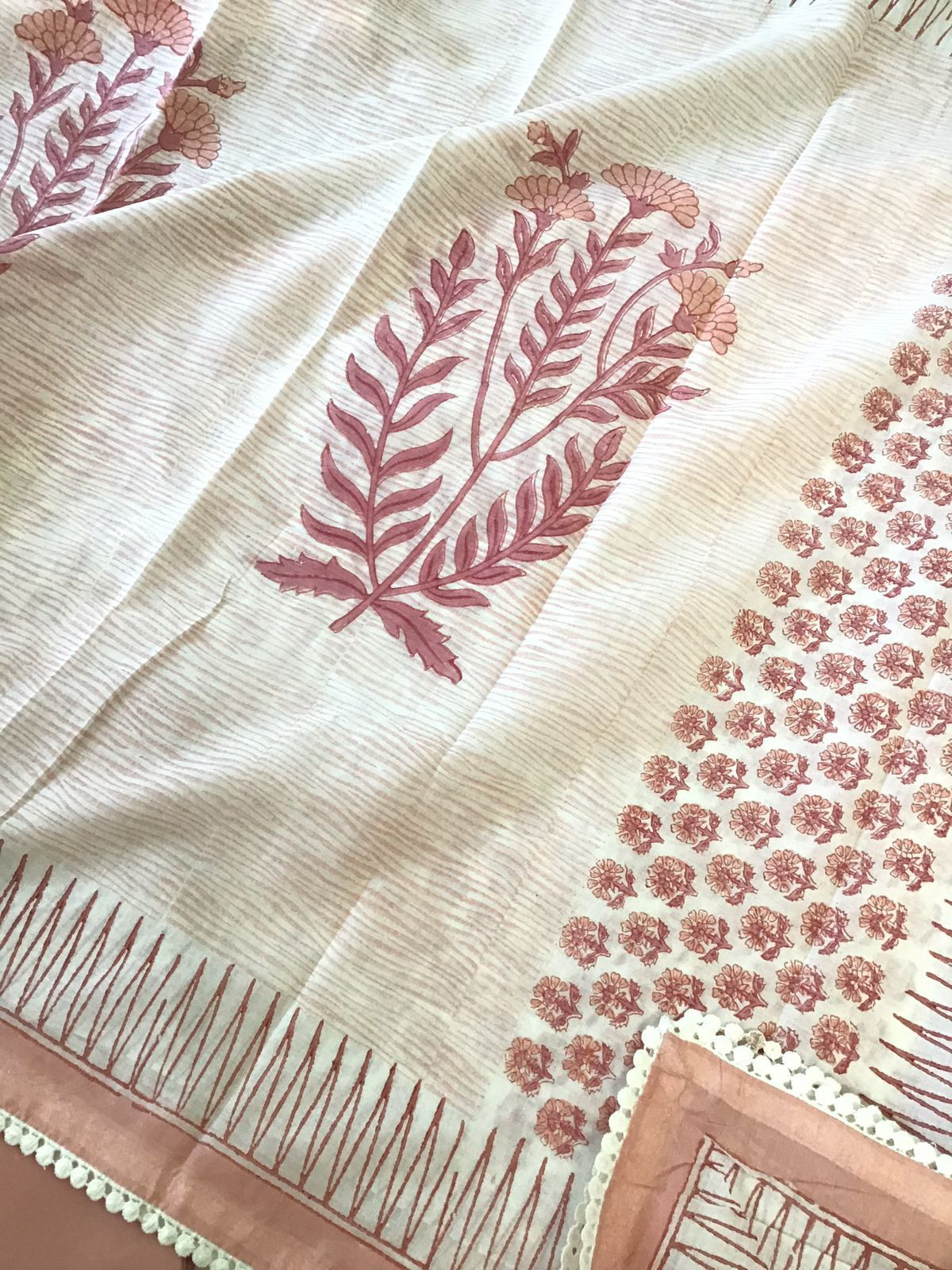 Pure Cotton Printed Suit - Off White