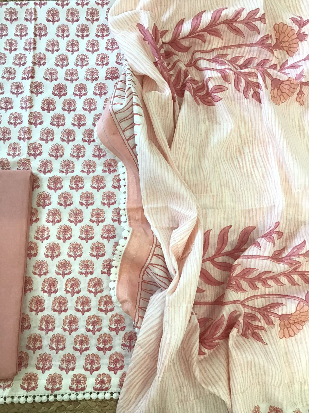 Pure Cotton Printed Suit - Off White