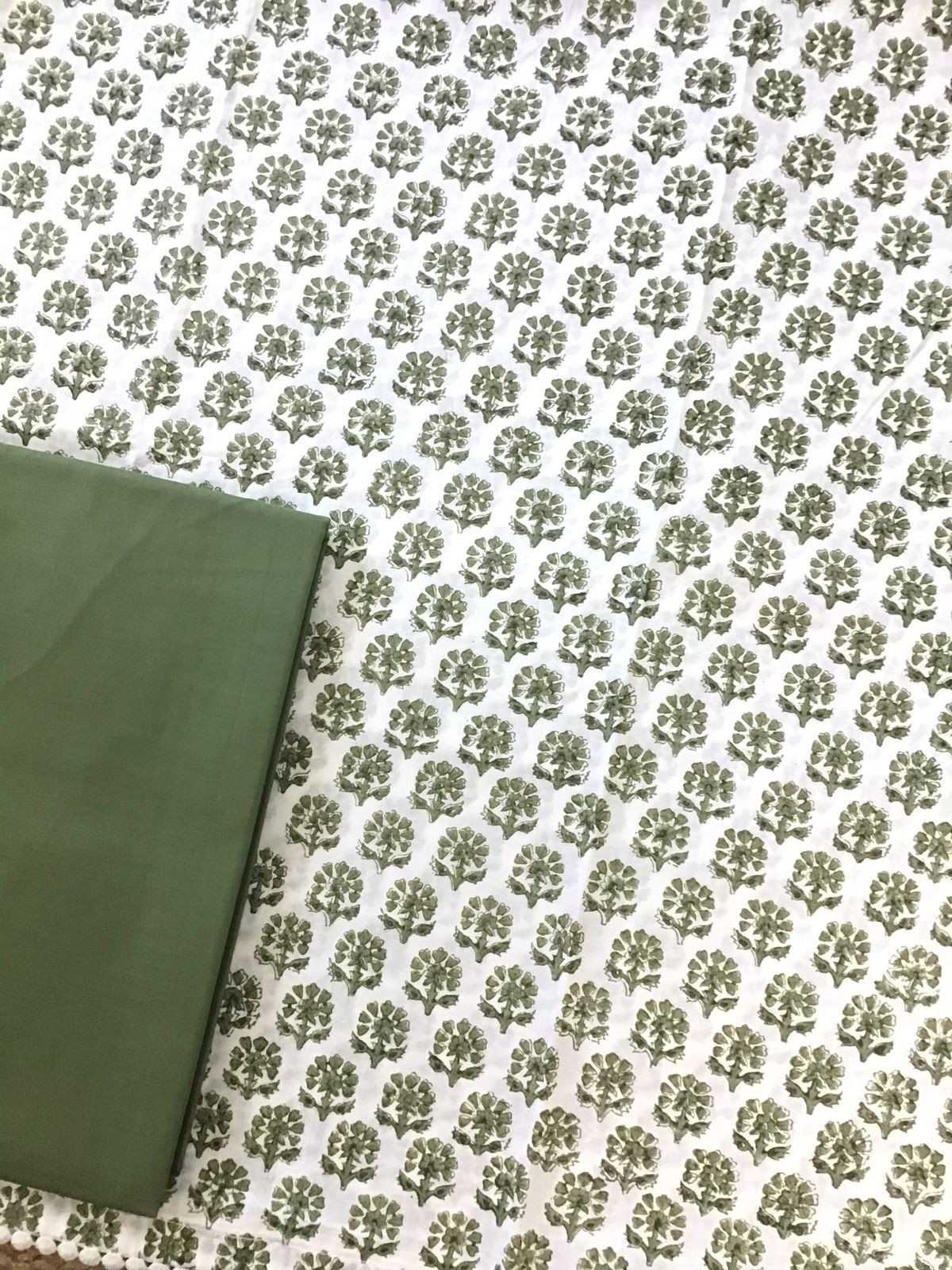 Pure Cotton Printed Suit - Off White