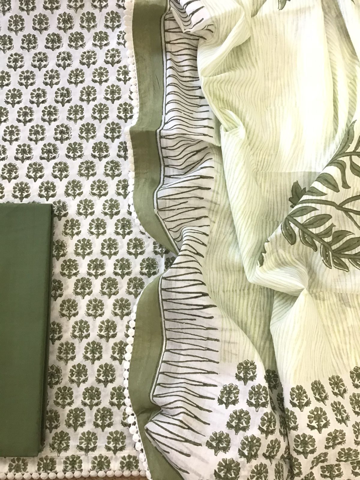 Pure Cotton Printed Suit - Off White