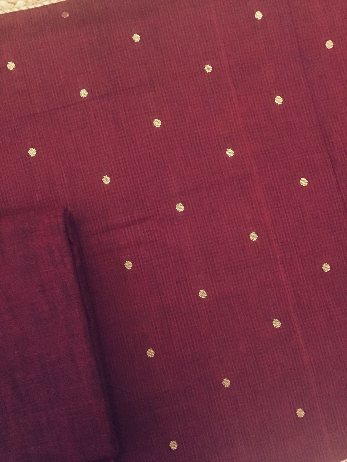 Pure Handloom Cotton Self Weaved Suit - Maroon
