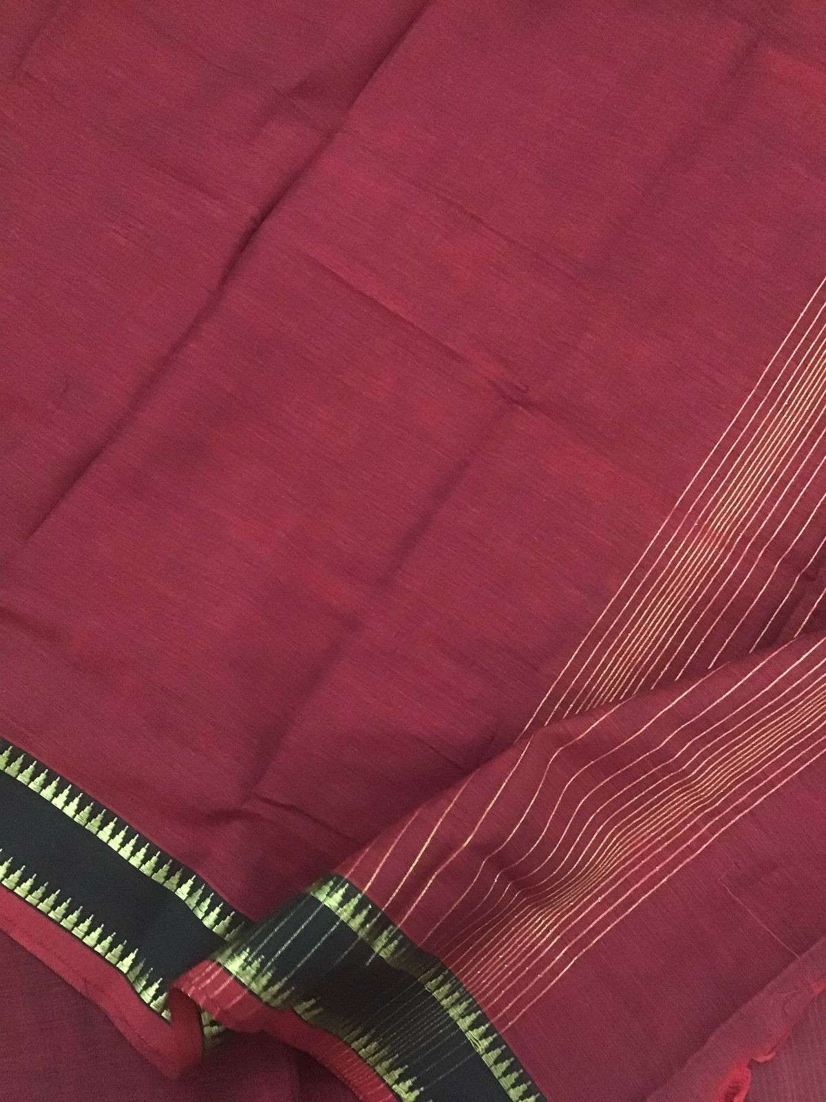 Pure Handloom Cotton Self Weaved Suit - Maroon