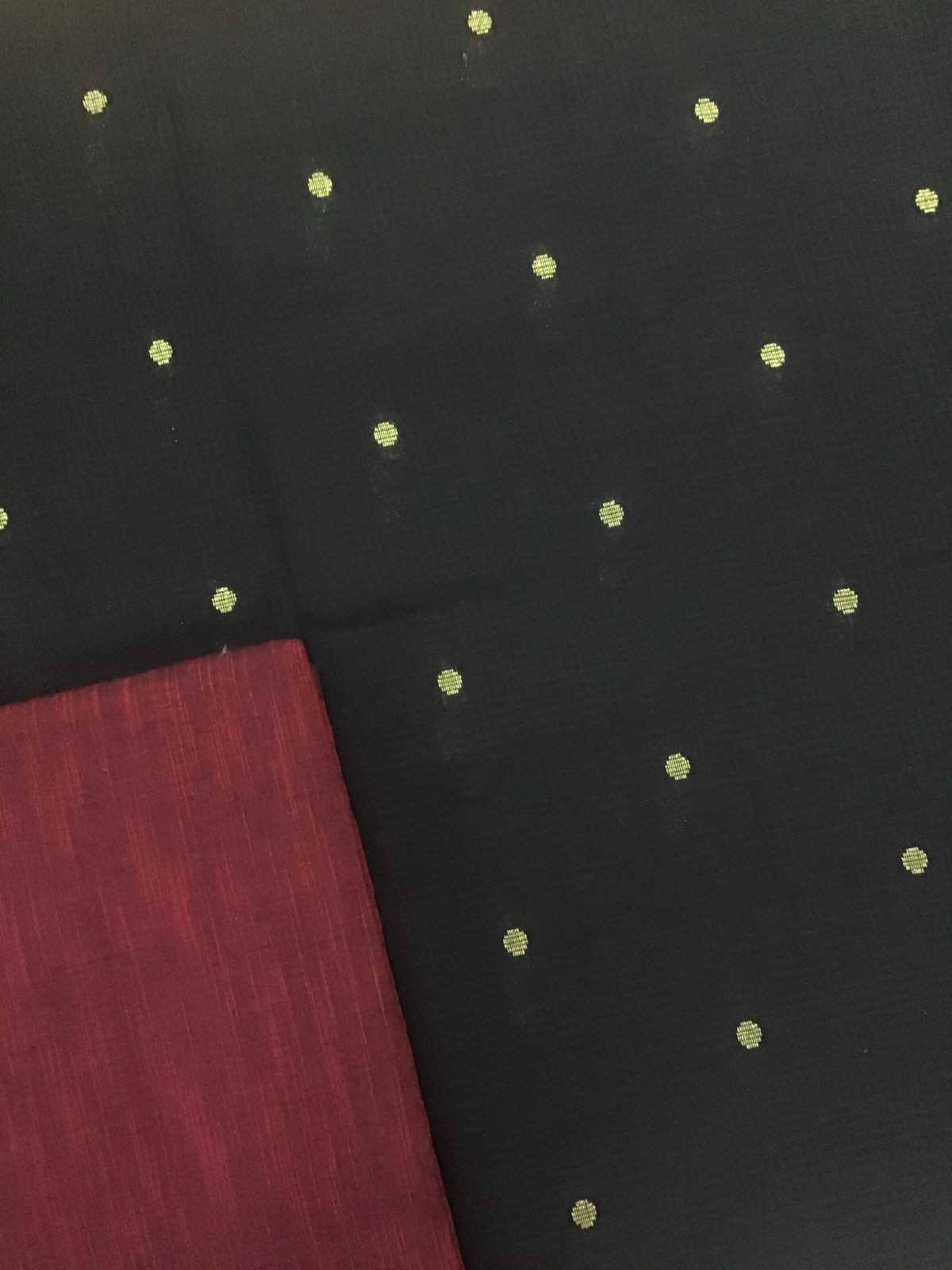 Pure Handloom Cotton Self Weaved Suit - Black