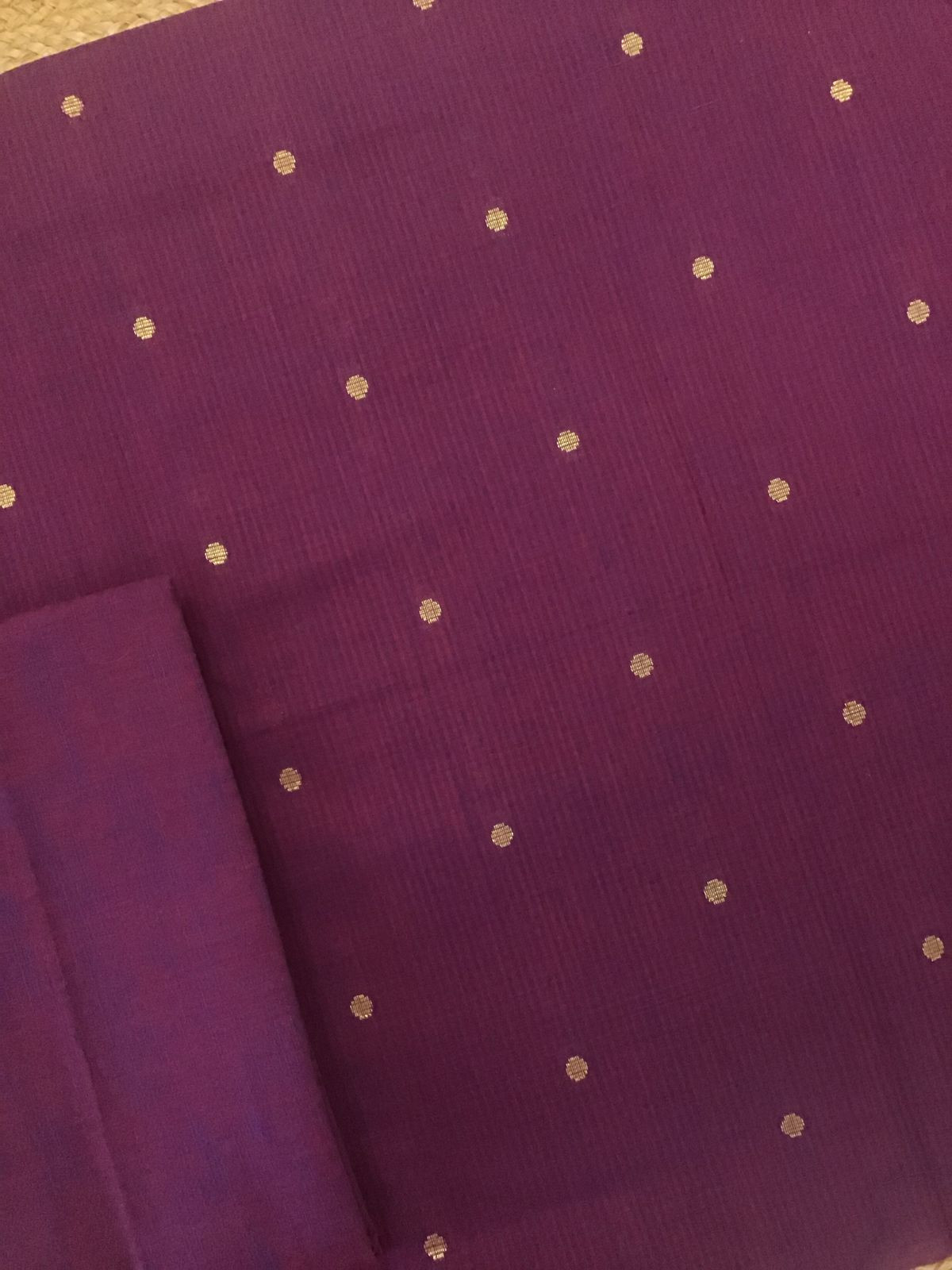 Pure Handloom Cotton Self Weaved Suit - Purple