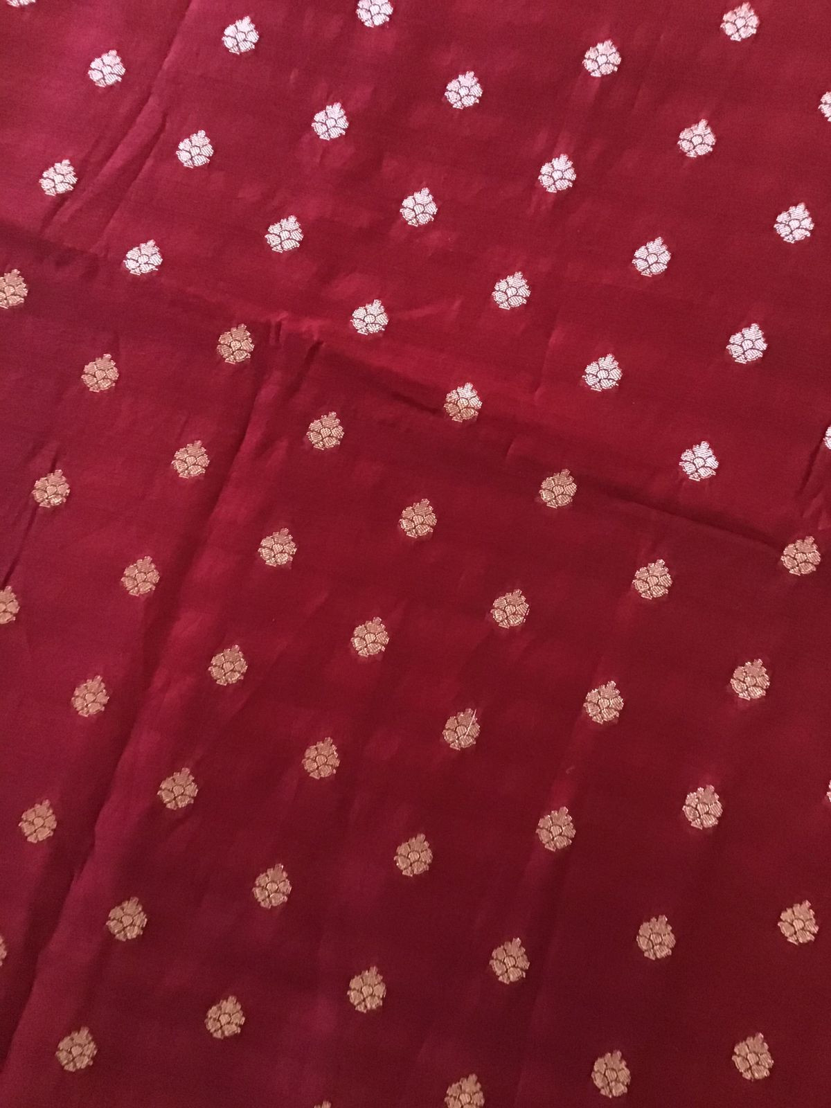 Pure Chanderi Printed Banarasi Weaved Suit - Maroon
