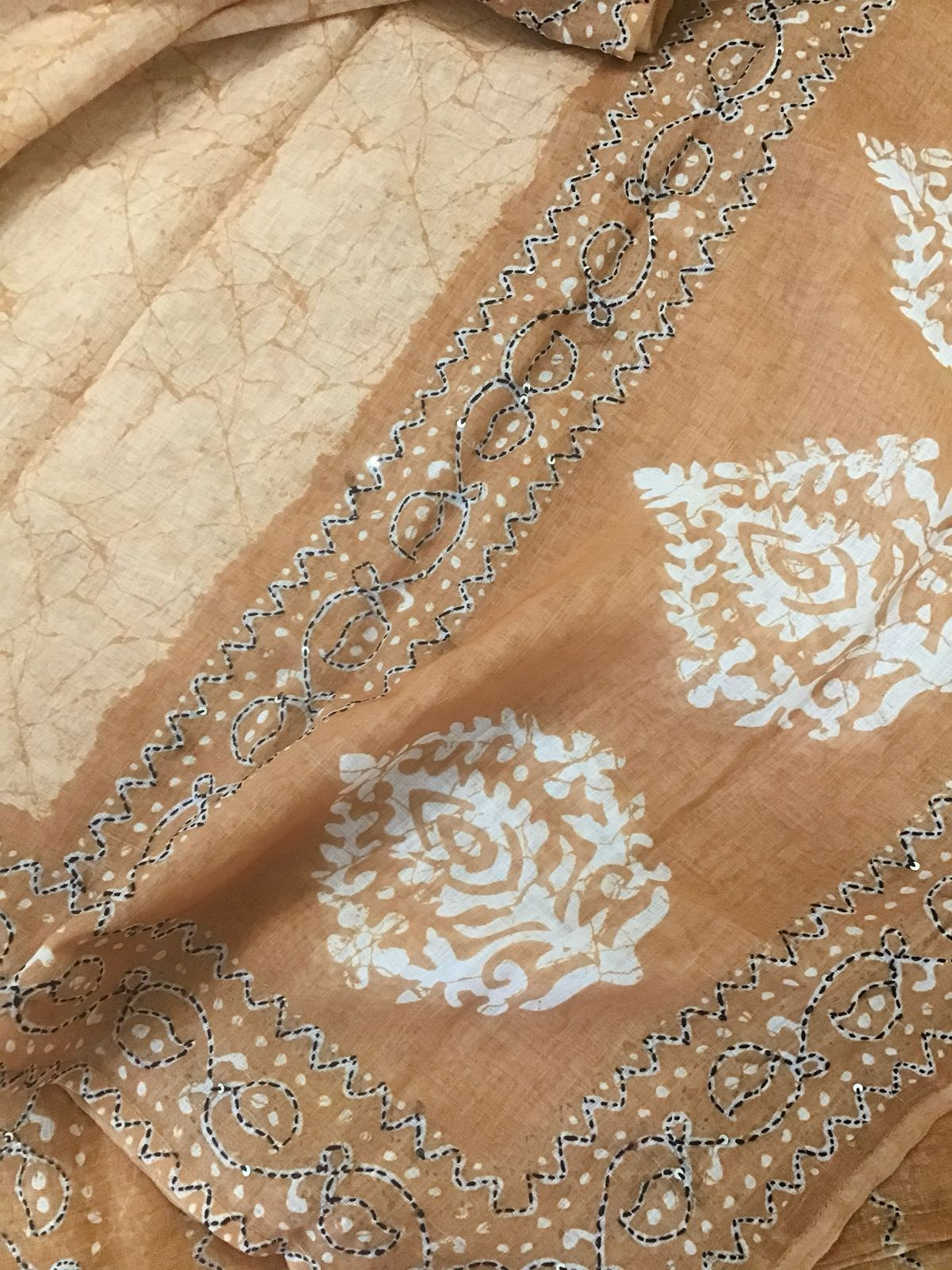 Soft Semi Jute Cotton Printed Embroidered Suit - Mustard Yellow