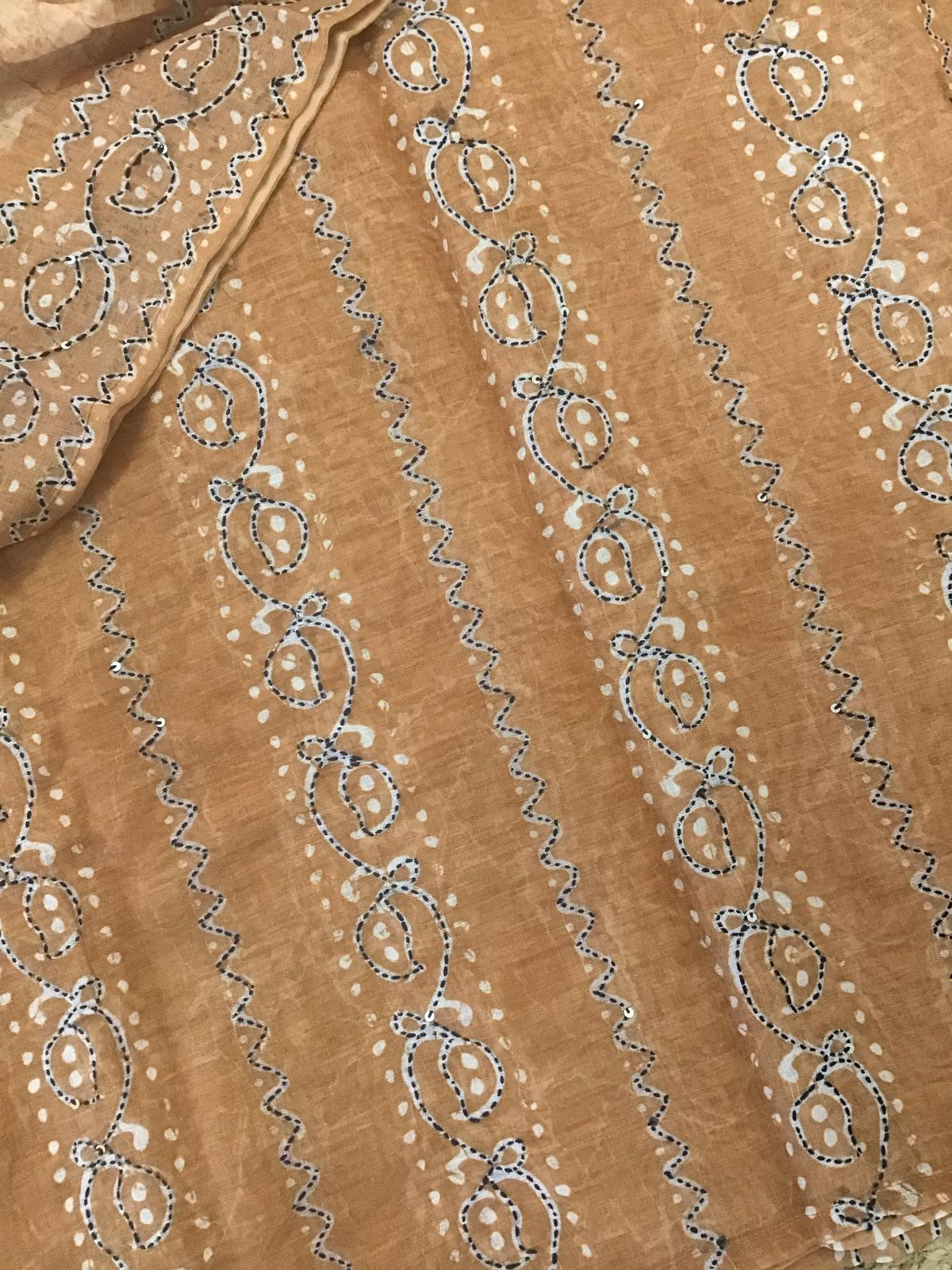 Soft Semi Jute Cotton Printed Embroidered Suit - Mustard Yellow