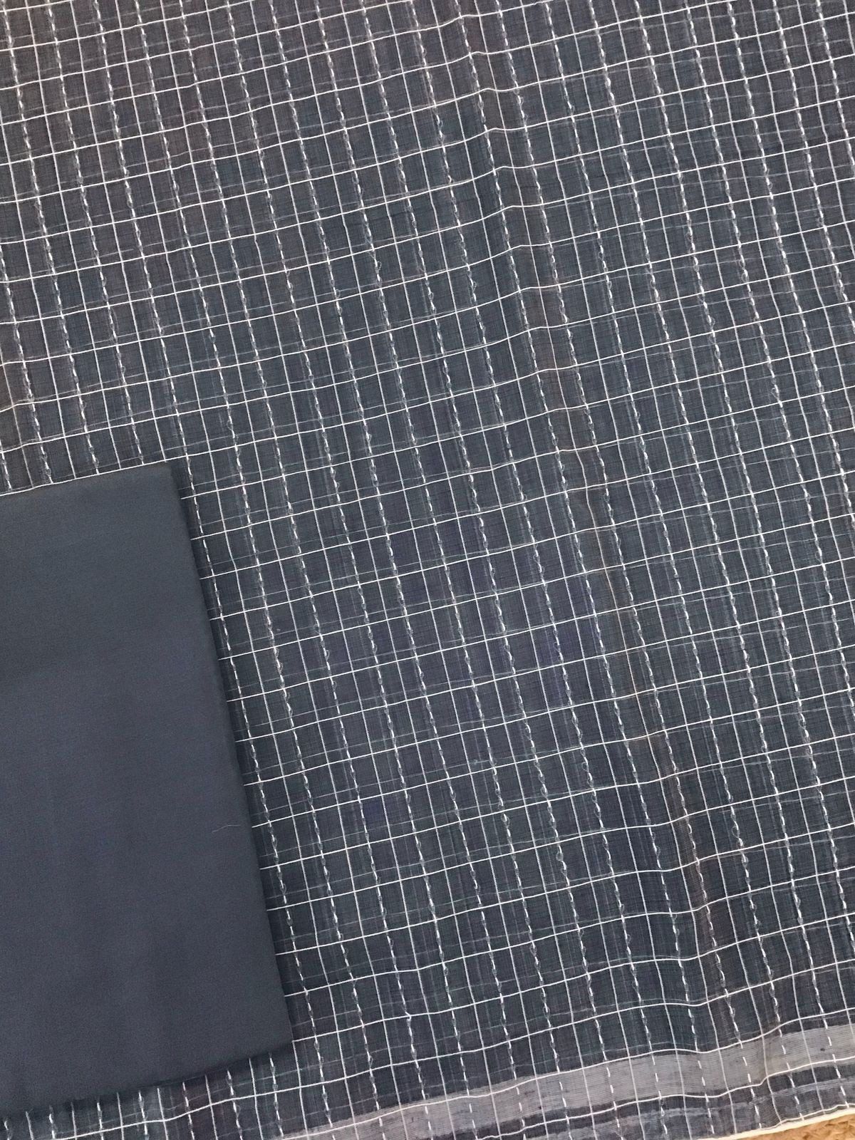 Soft Fine Supernet Self Weaved Embroidered Suit - Grey