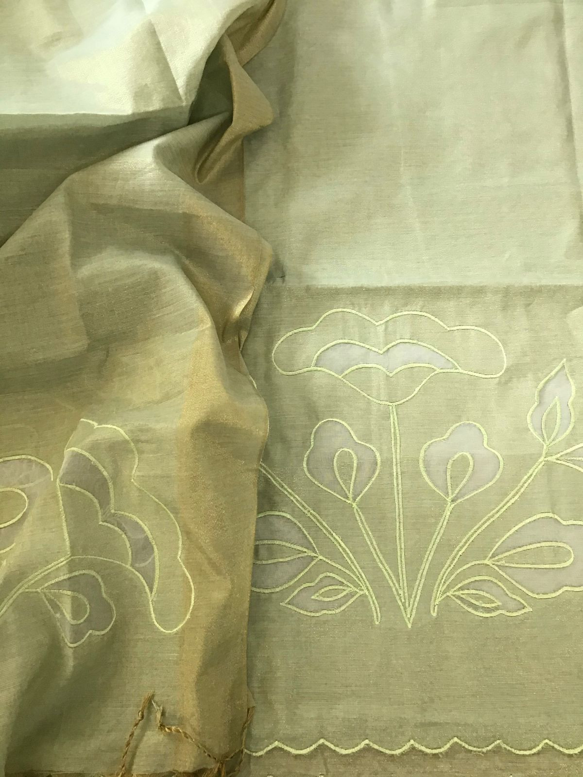 Soft Tissue Chanderi Embroidered Suit - Green