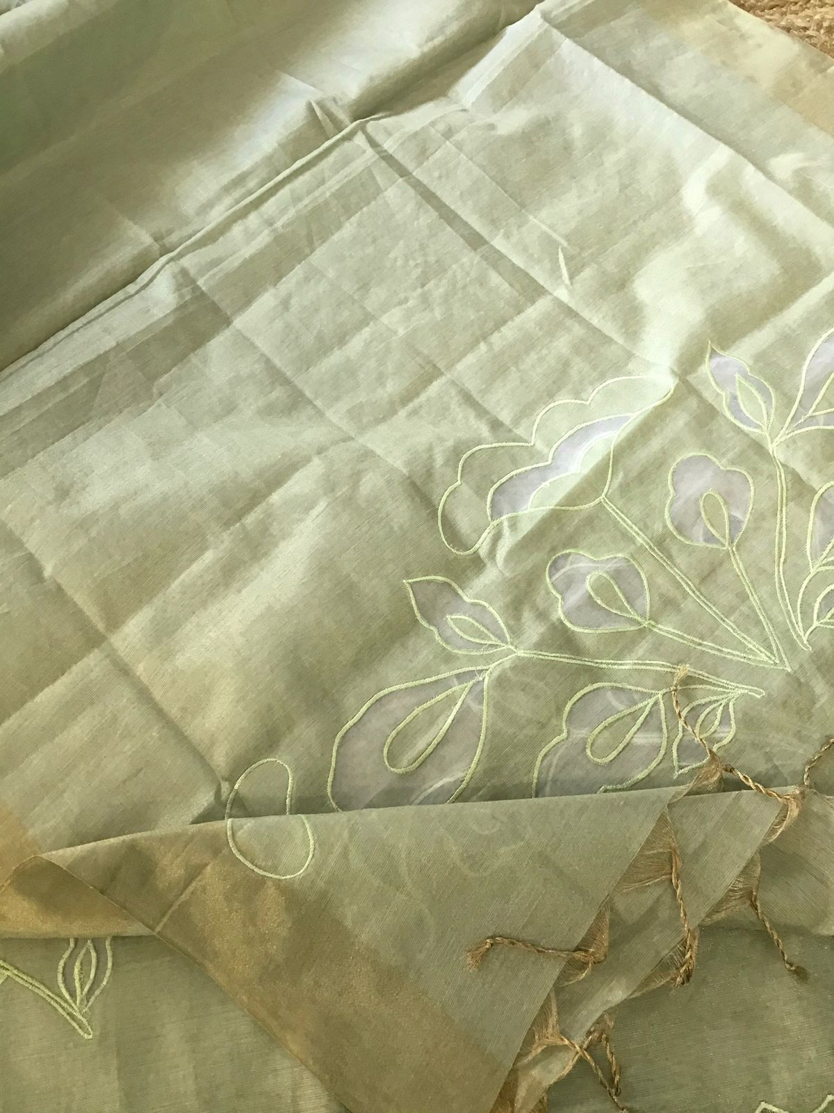 Soft Tissue Chanderi Embroidered Suit - Green