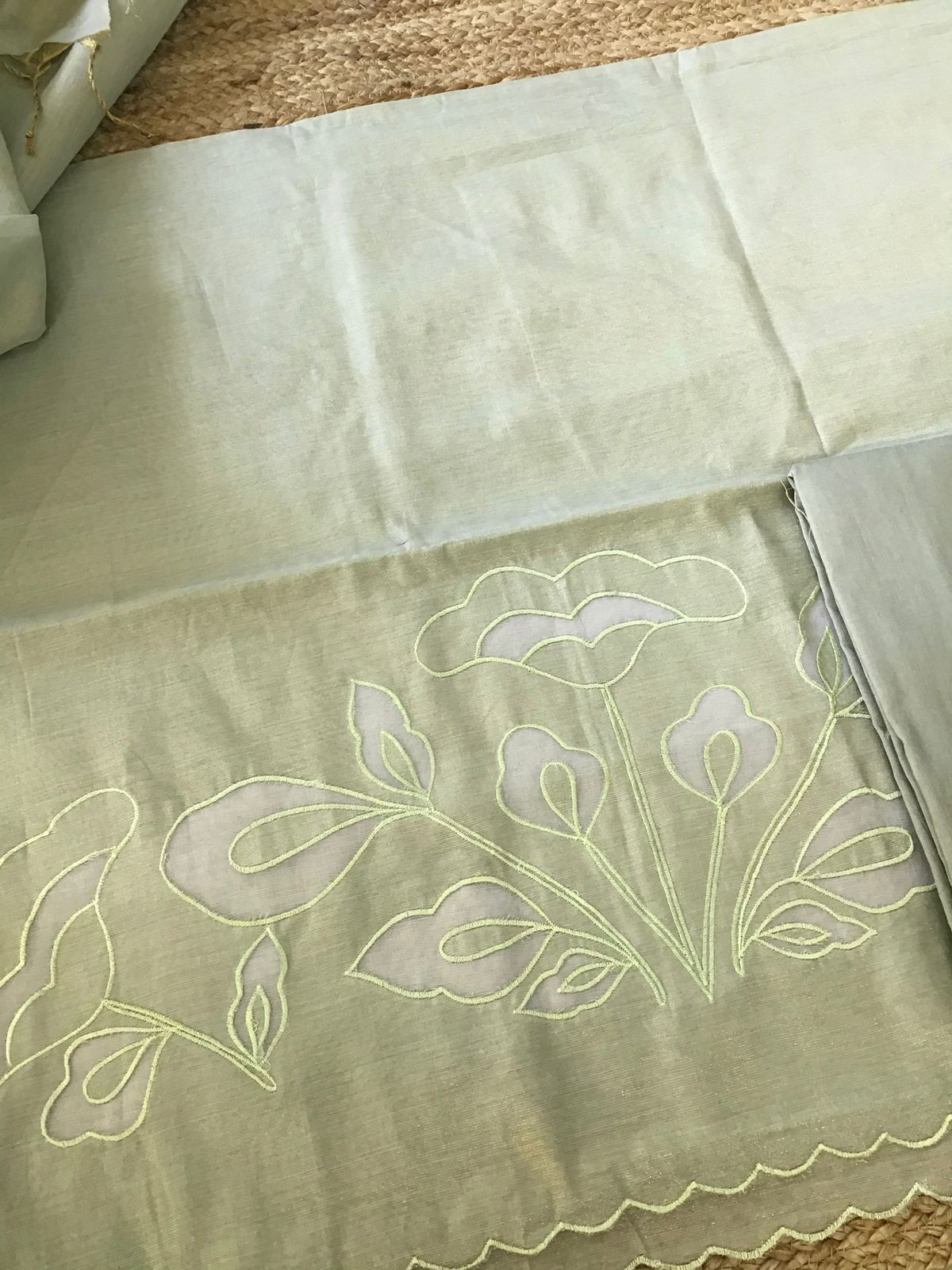 Soft Tissue Chanderi Embroidered Suit - Green