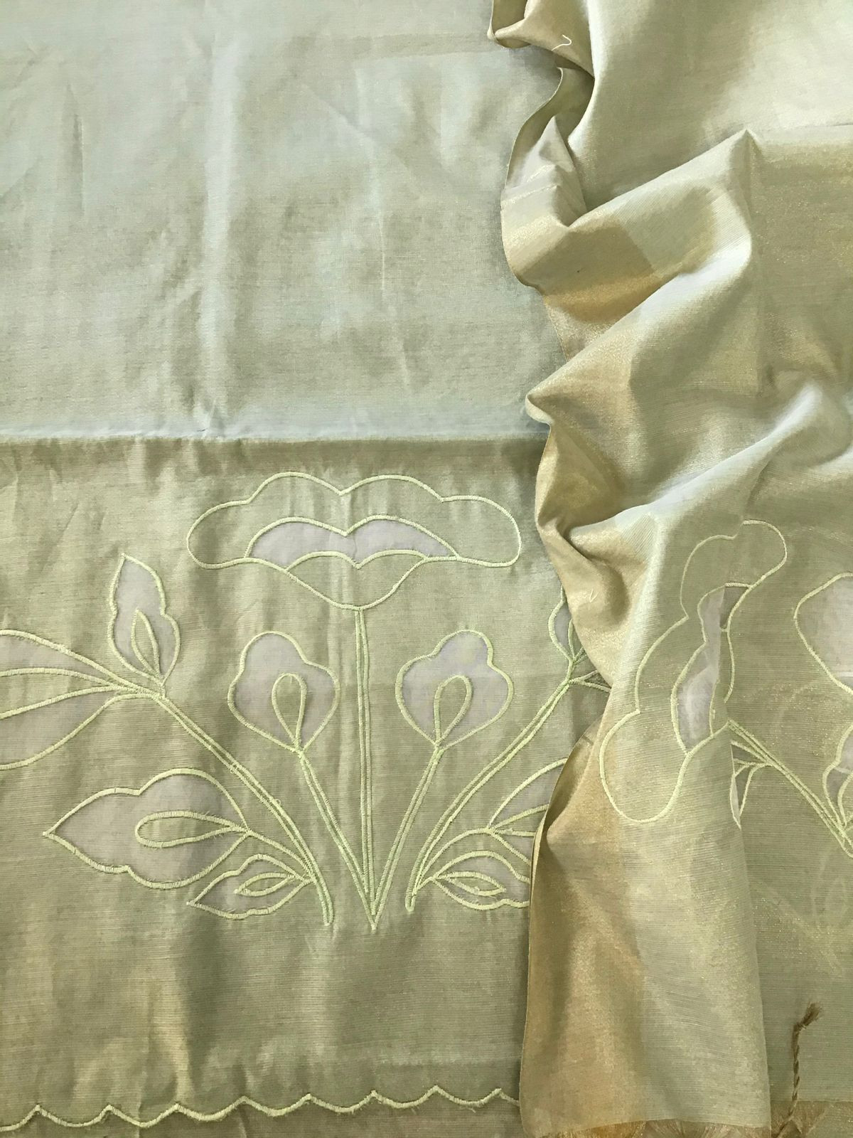 Soft Tissue Chanderi Embroidered Suit - Green