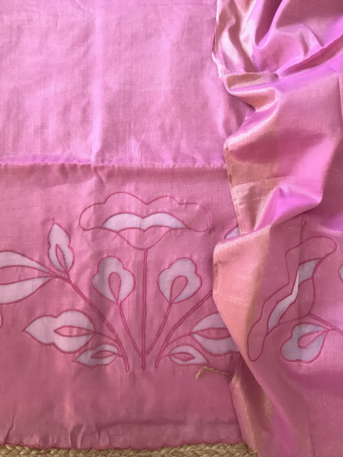 Soft Tissue Chanderi Embroidered Suit - Pink