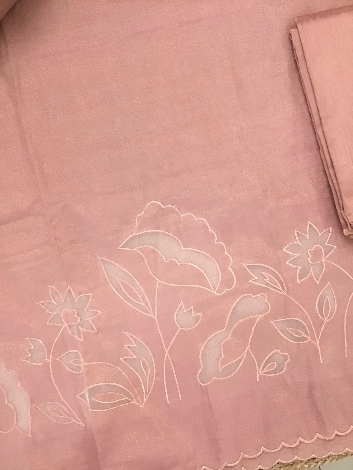 Soft Tissue Chanderi Embroidered Suit - Onion Pink