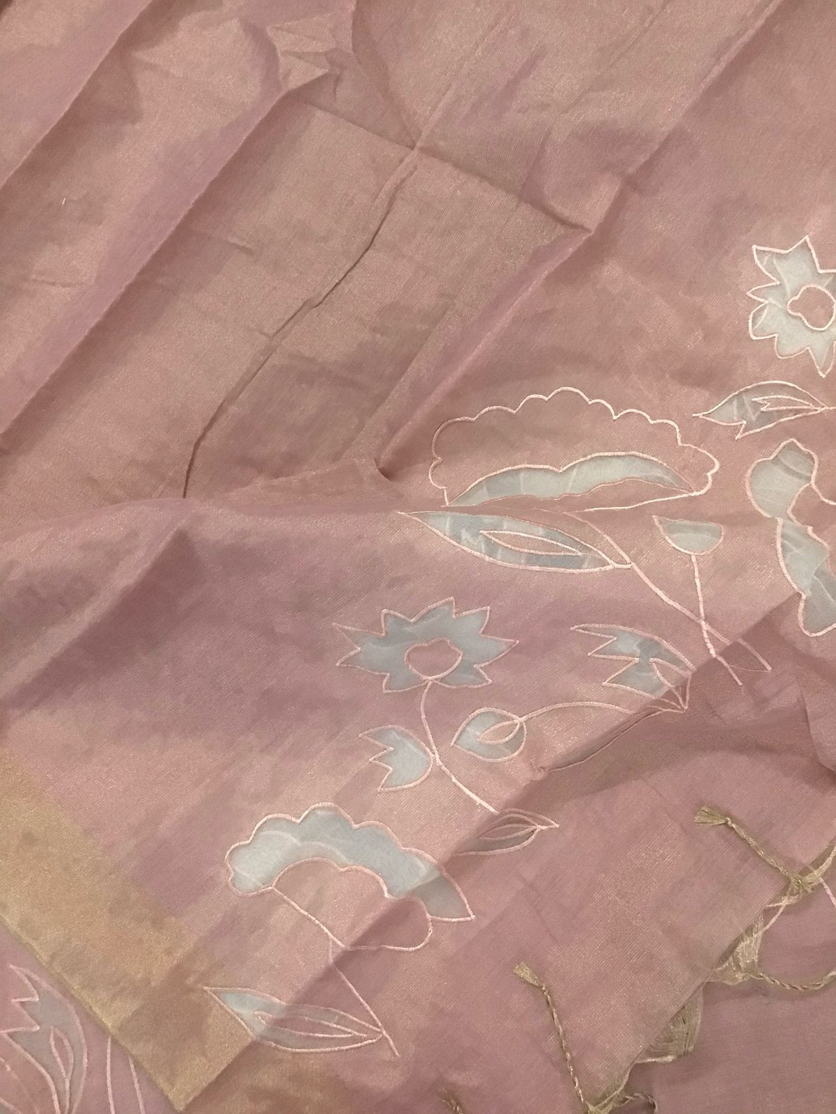 Soft Tissue Chanderi Embroidered Suit - Onion Pink