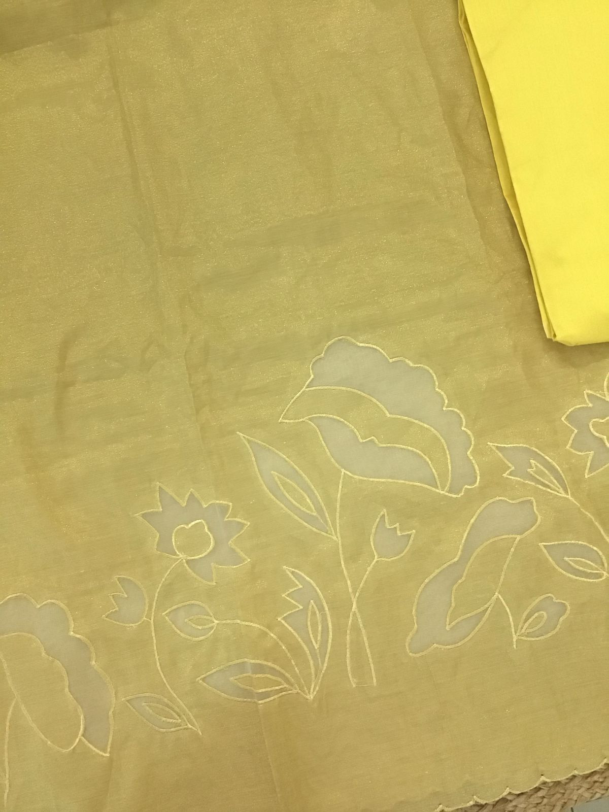 Soft Tissue Chanderi Embroidered Suit - Yellow