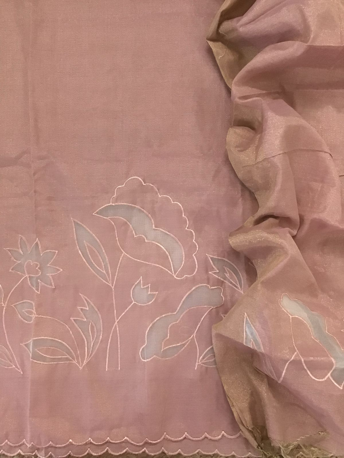 Soft Tissue Chanderi Embroidered Suit - Onion Pink