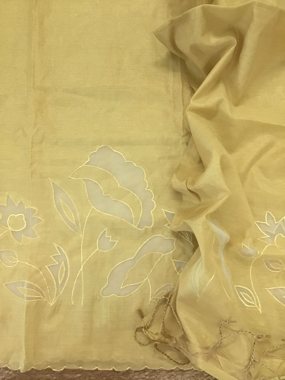 Soft Tissue Chanderi Embroidered Suit - Yellow