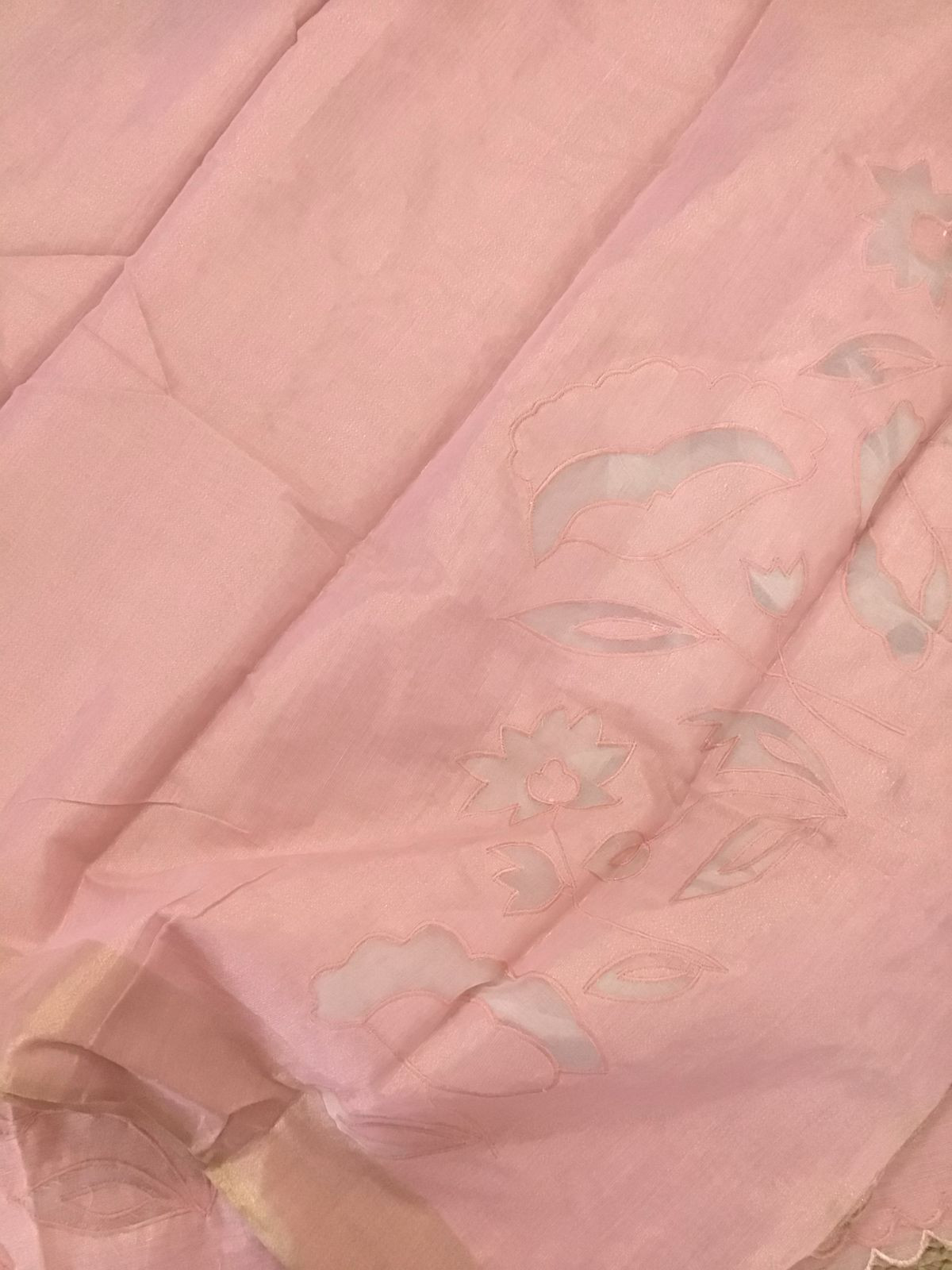 Soft Tissue Chanderi Embroidered Suit - Peach