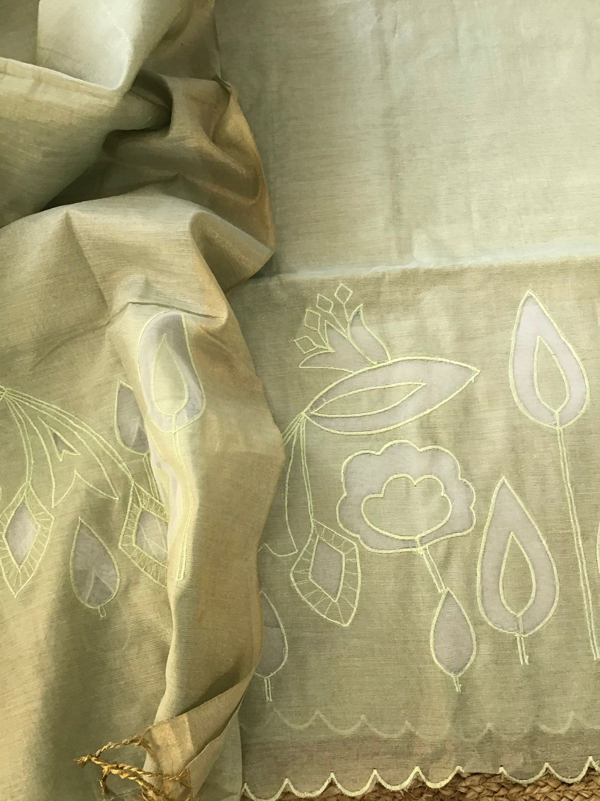 Soft Tissue Chanderi Embroidered Suit - Green