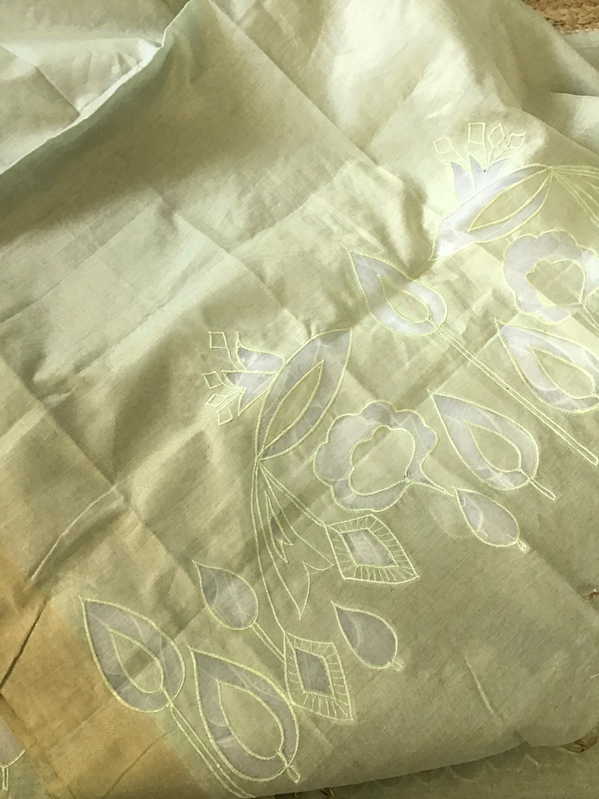 Soft Tissue Chanderi Embroidered Suit - Green