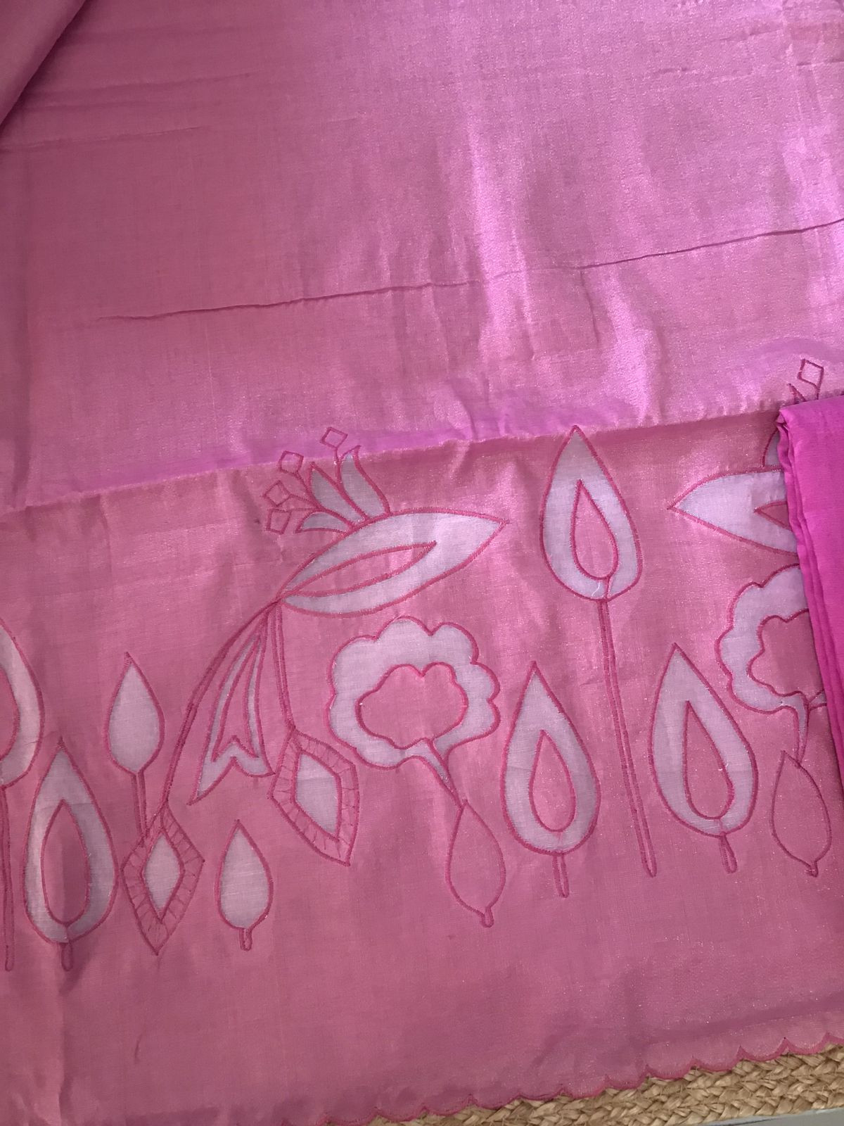 Soft Tissue Chanderi Embroidered Suit - Pink