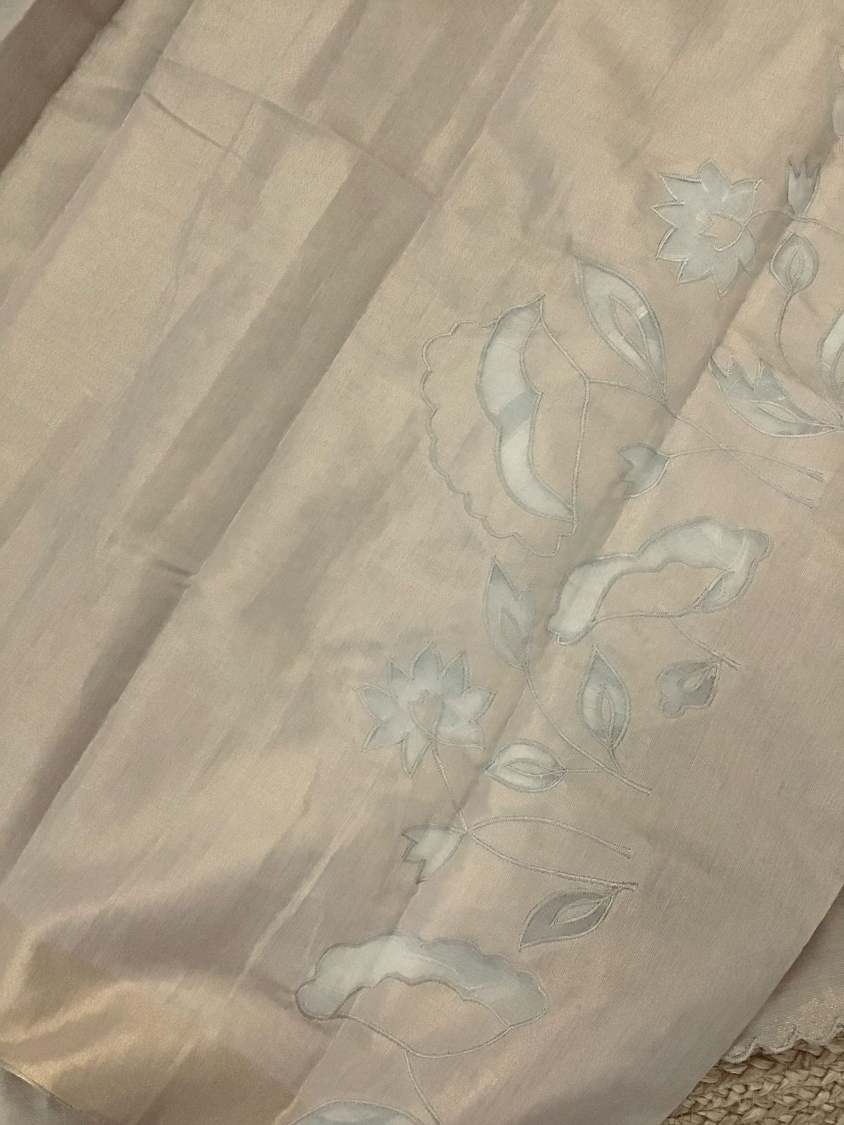 Soft Tissue Chanderi Embroidered Suit - Beige