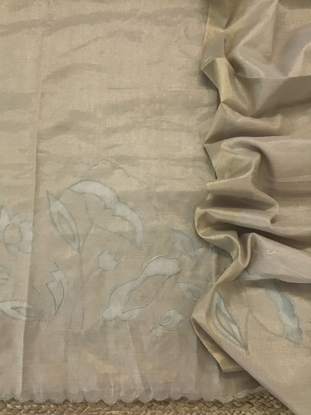 Soft Tissue Chanderi Embroidered Suit - Beige