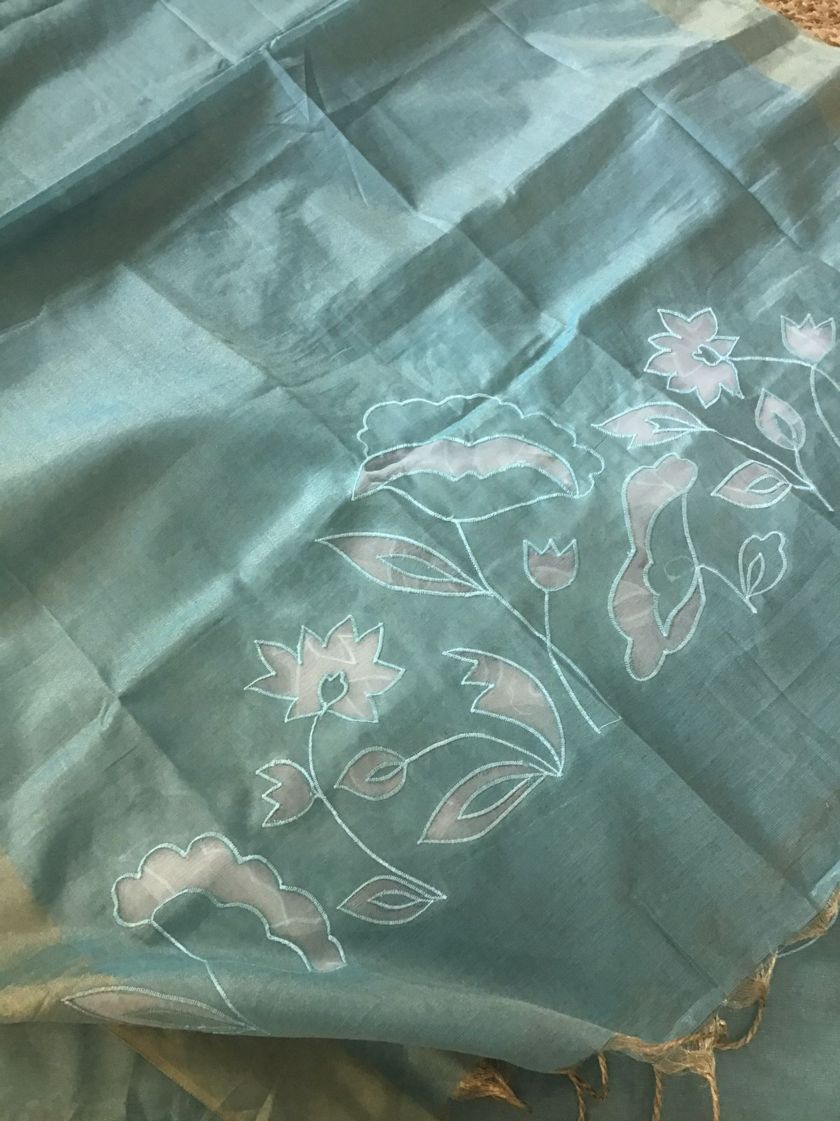 Soft Tissue Chanderi Embroidered Suit - Blue