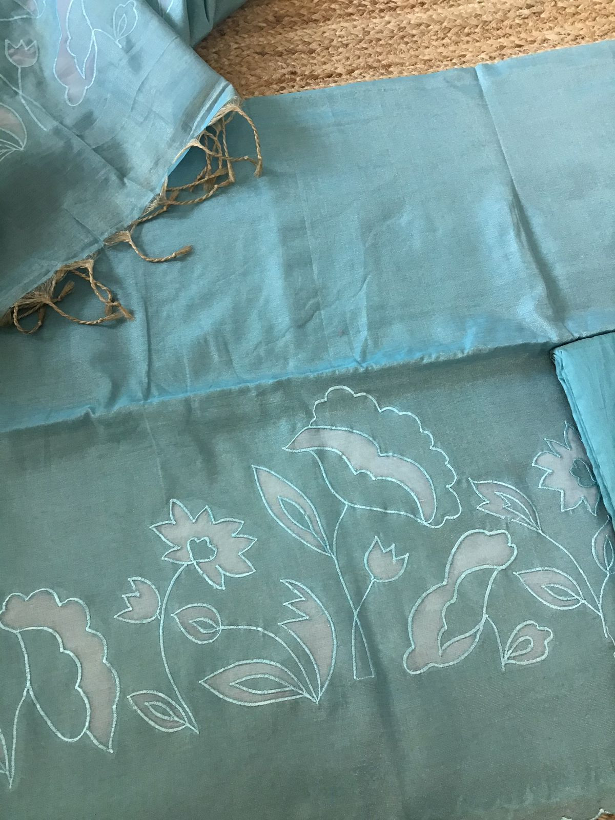 Soft Tissue Chanderi Embroidered Suit - Blue