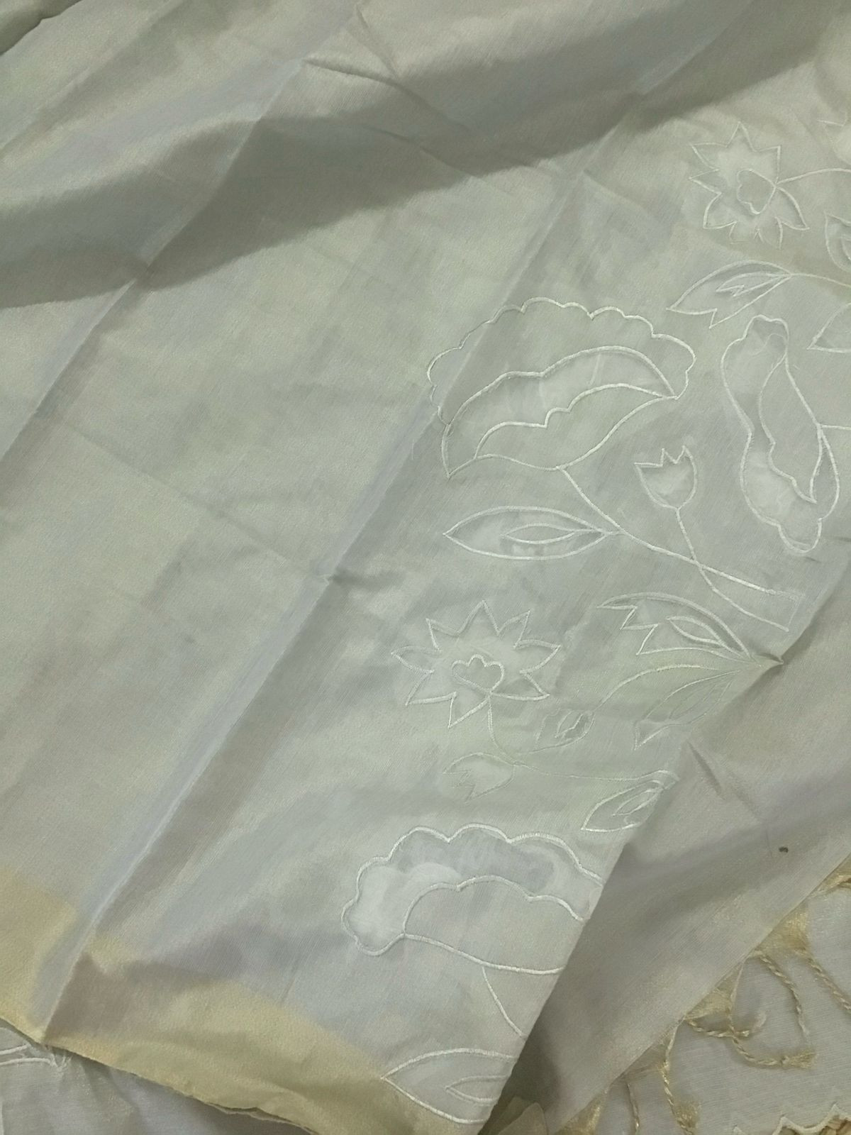 Soft Tissue Chanderi Embroidered Suit - Grey