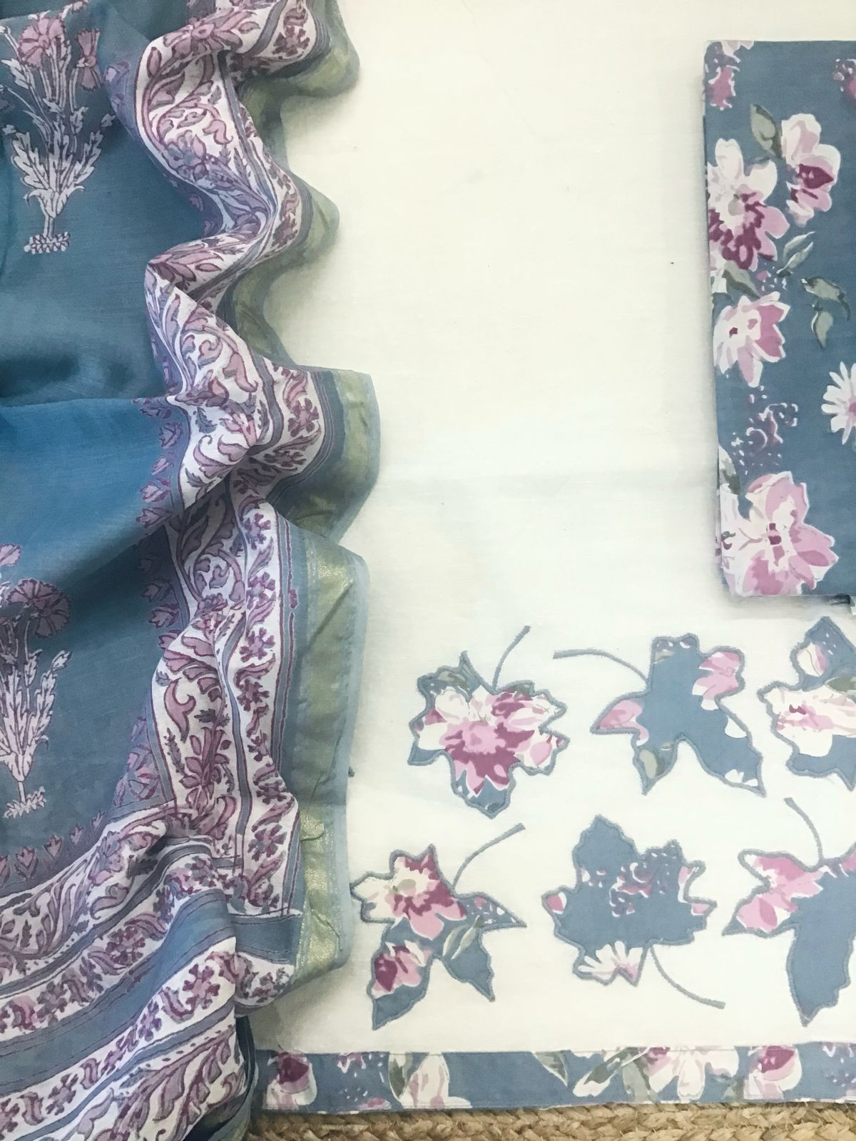 Soft Linen Khadi Cotton Embroidered Suit - Offwhite