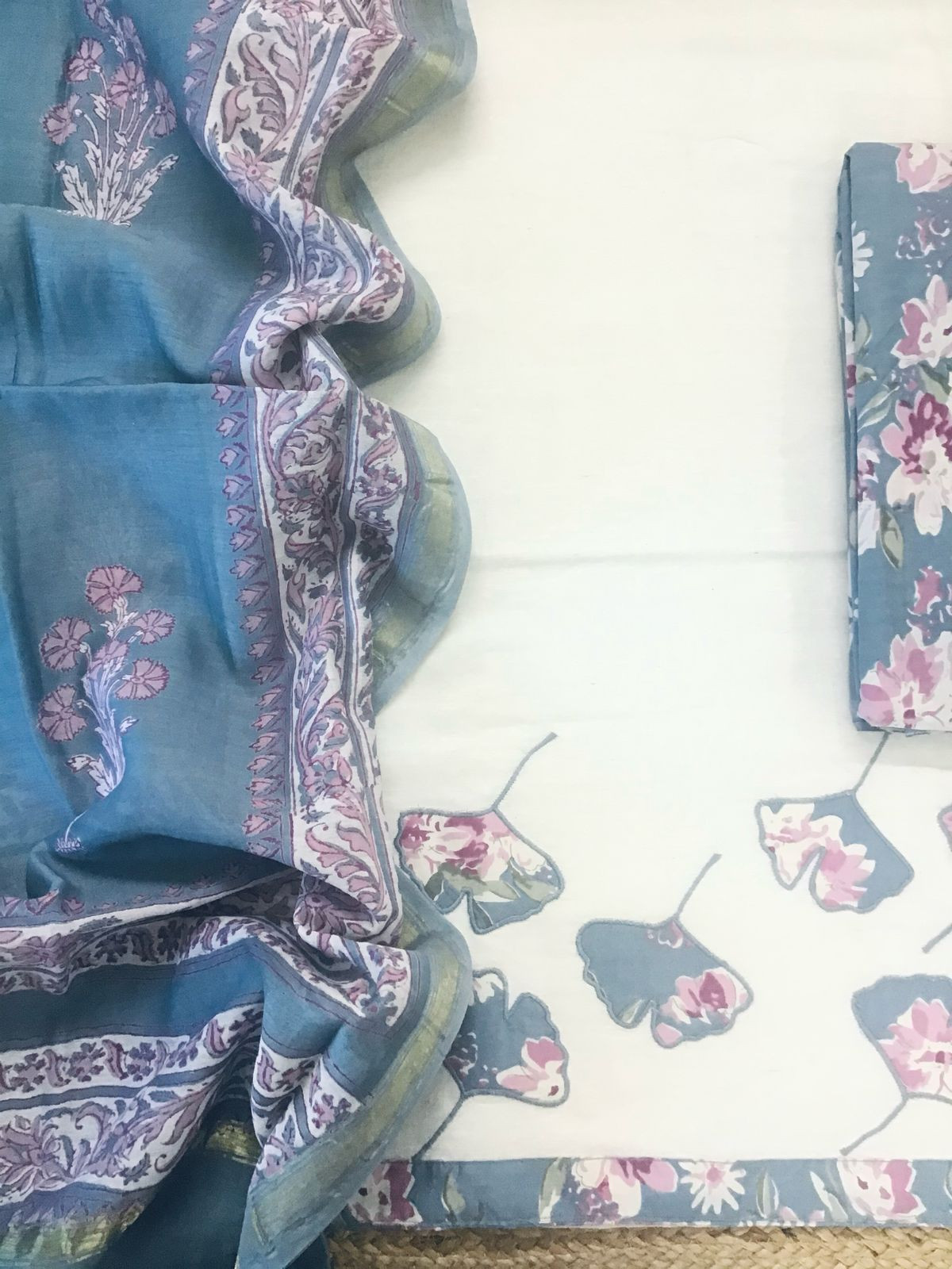 Soft Linen Khadi Cotton Embroidered Suit - Offwhite