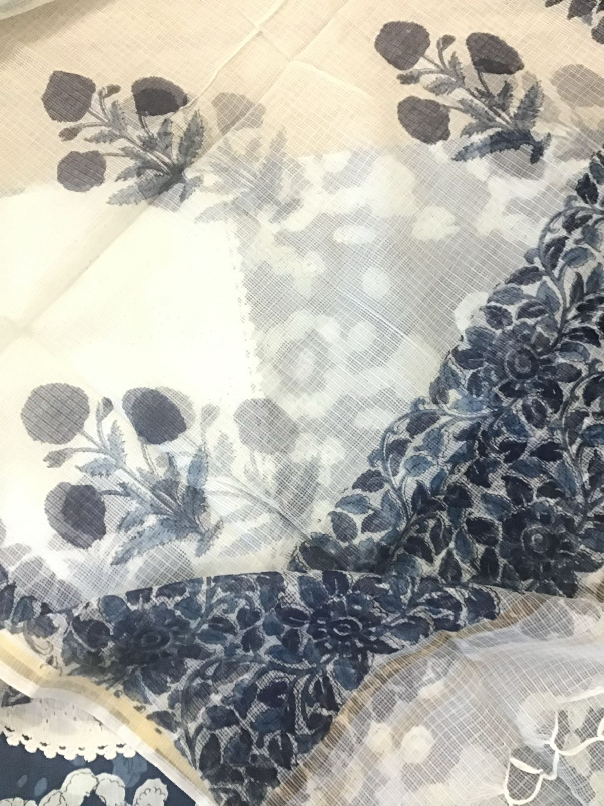 Pure Cotton Printed Embroidered Suit - Indigo