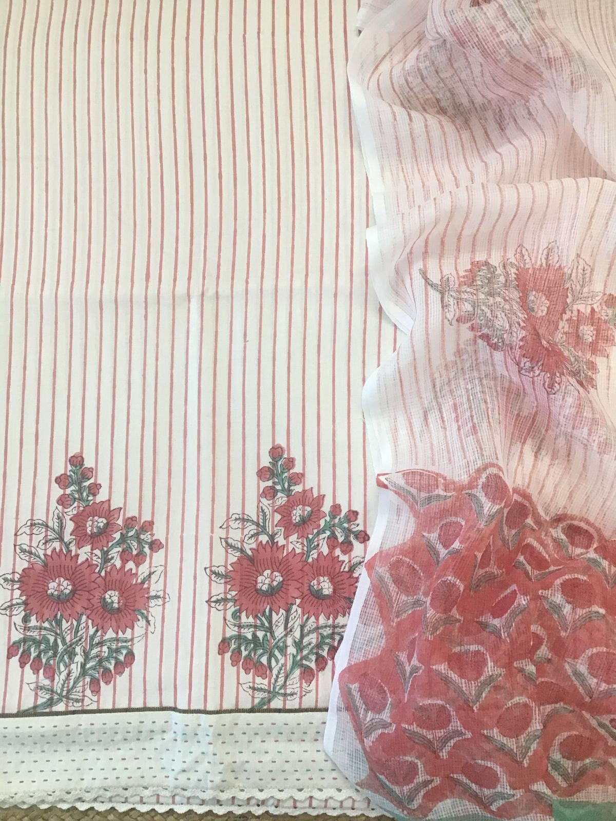 Pure Slub Cotton Printed Embroidered Border Suit - Offwhite