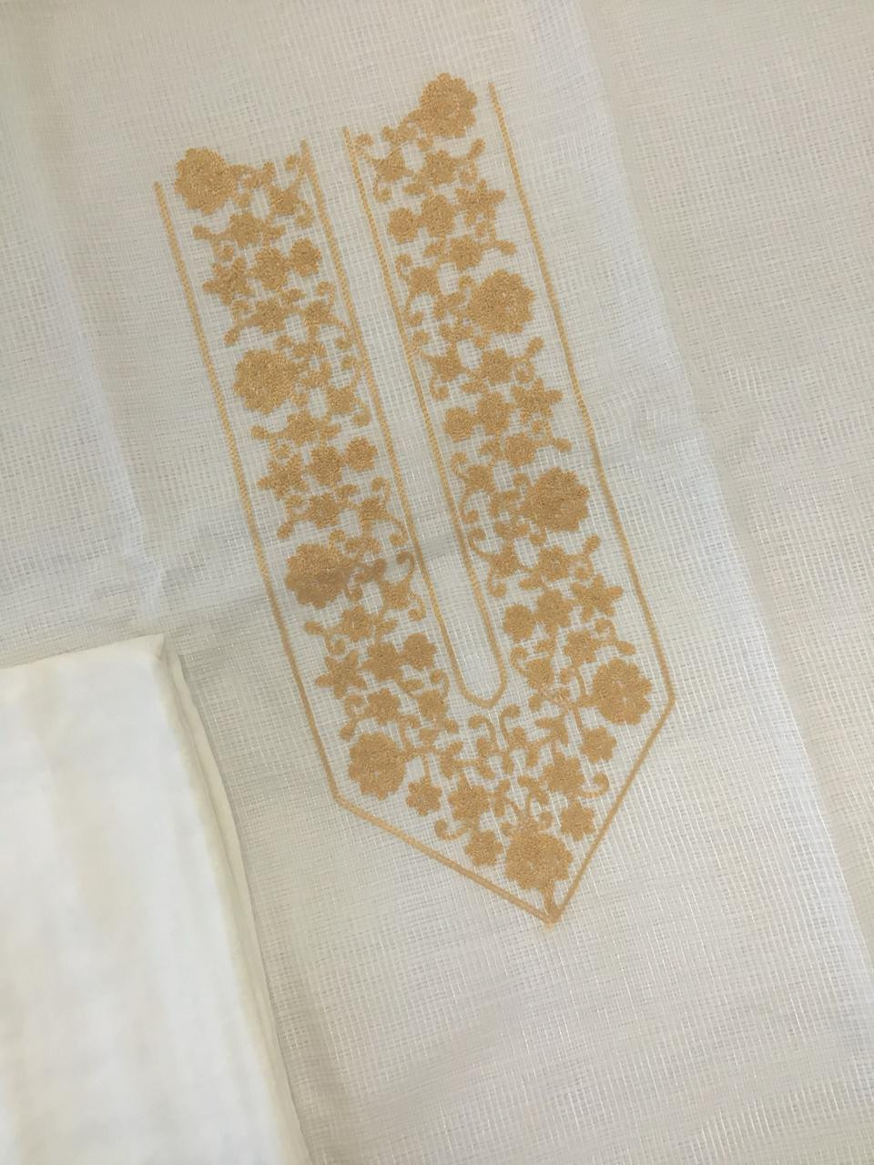 Pure Kota Silk Embroidered Suit - Offwhite