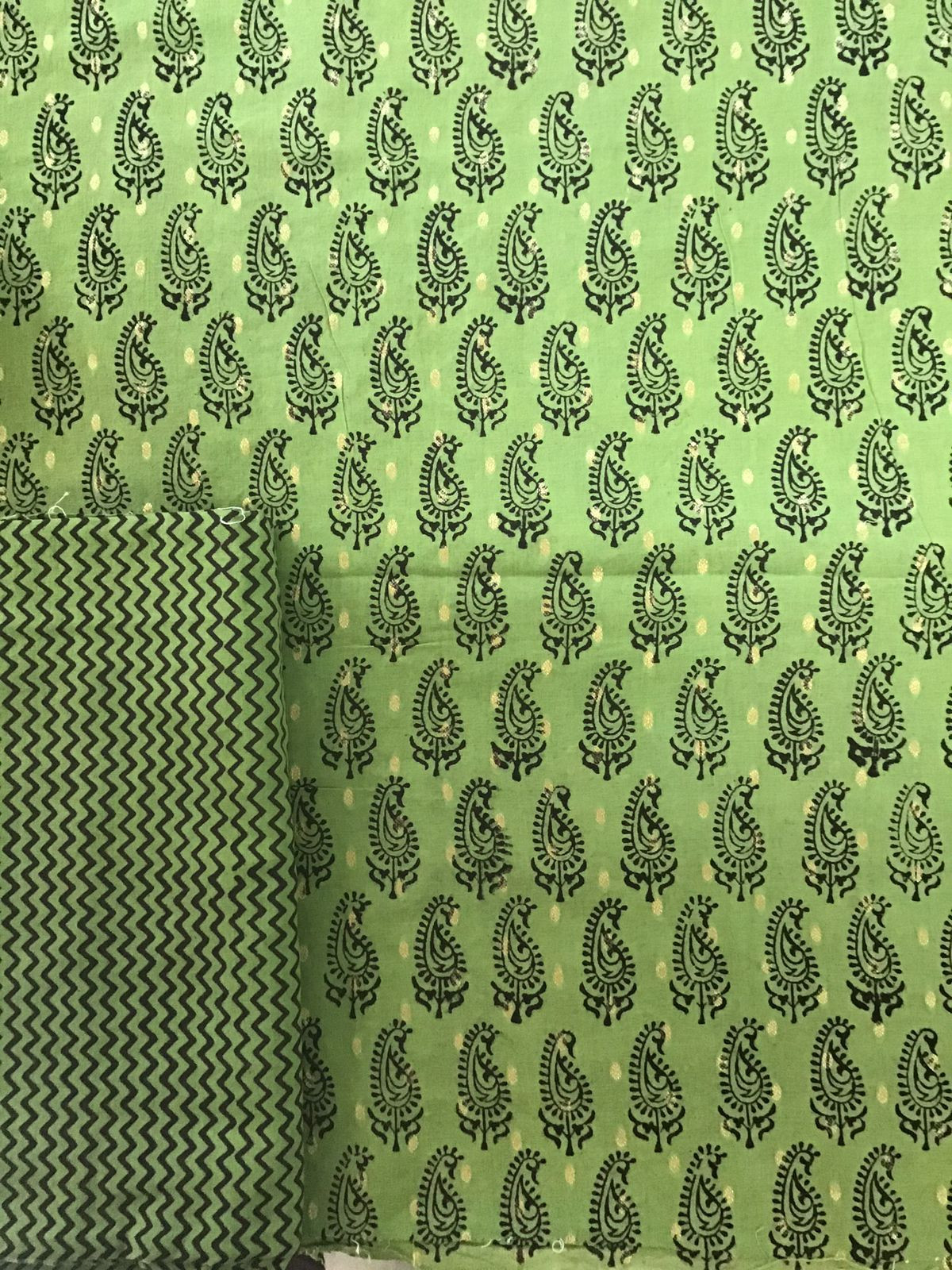 Pure Cotton Bagh Printed Banarasi Weaved Suit - Green