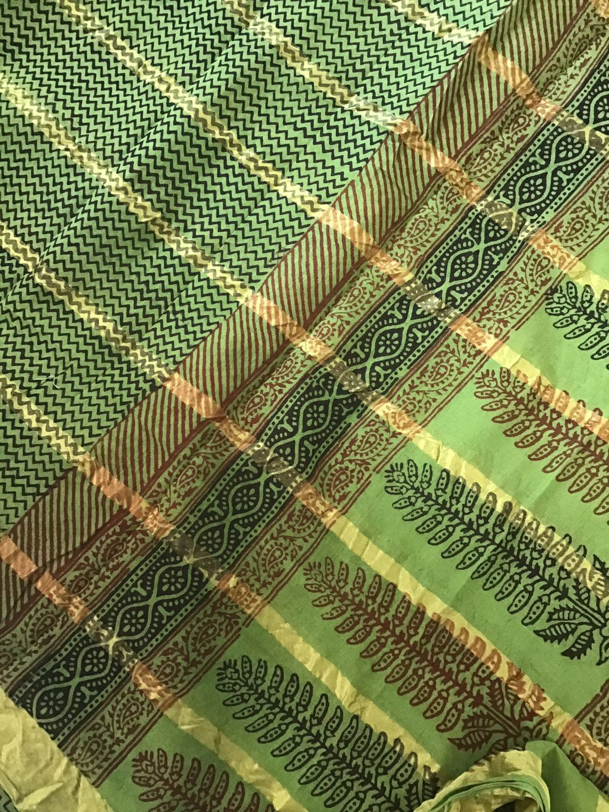 Pure Cotton Bagh Printed Banarasi Weaved Suit - Green