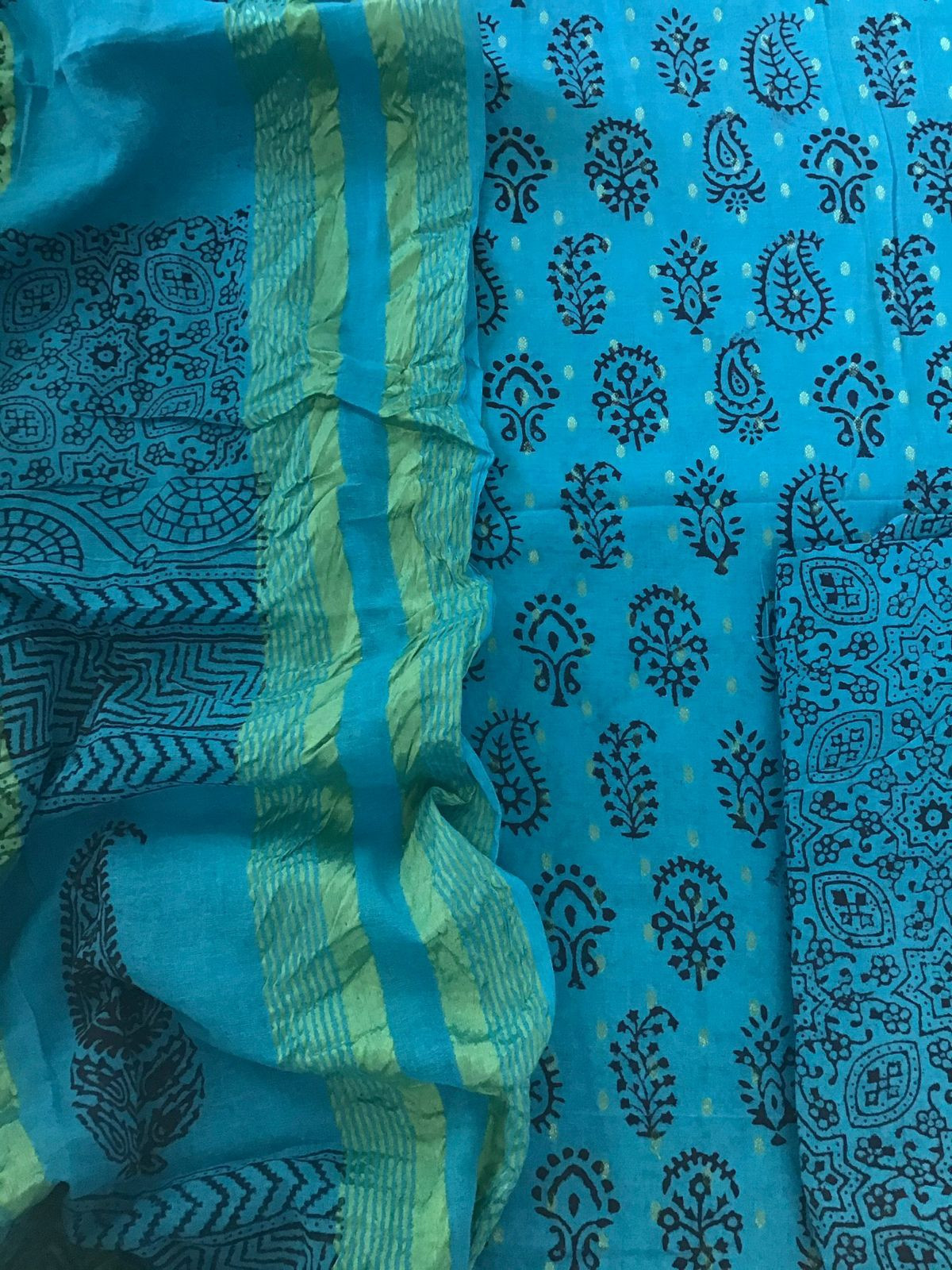 Pure Cotton Bagh Printed Banarasi Weaved Suit - Blue