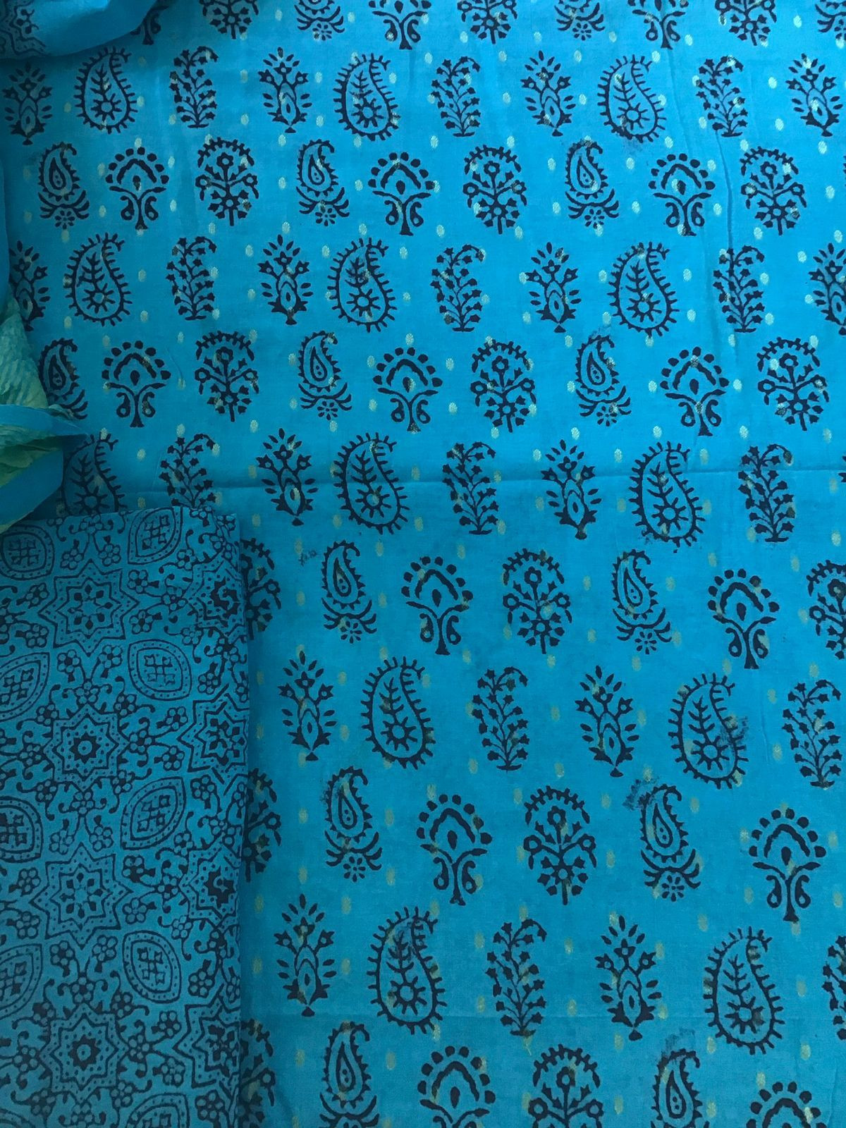 Pure Cotton Bagh Printed Banarasi Weaved Suit - Blue