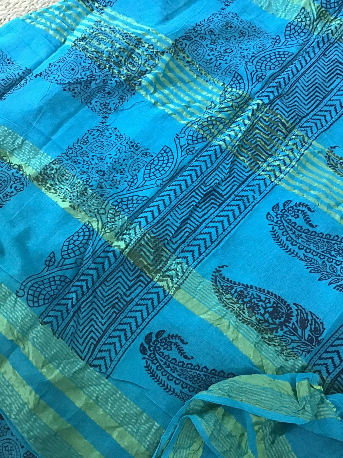 Pure Cotton Bagh Printed Banarasi Weaved Suit - Blue