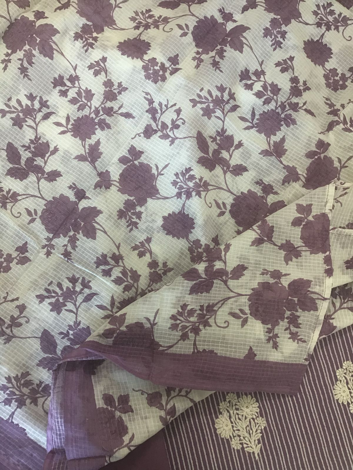 Pure Cotton Printed Embroidered Suit - Lavender