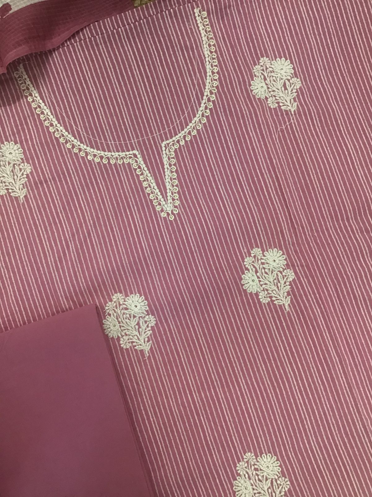 Pure Cotton Printed Embroidered Suit - Pink