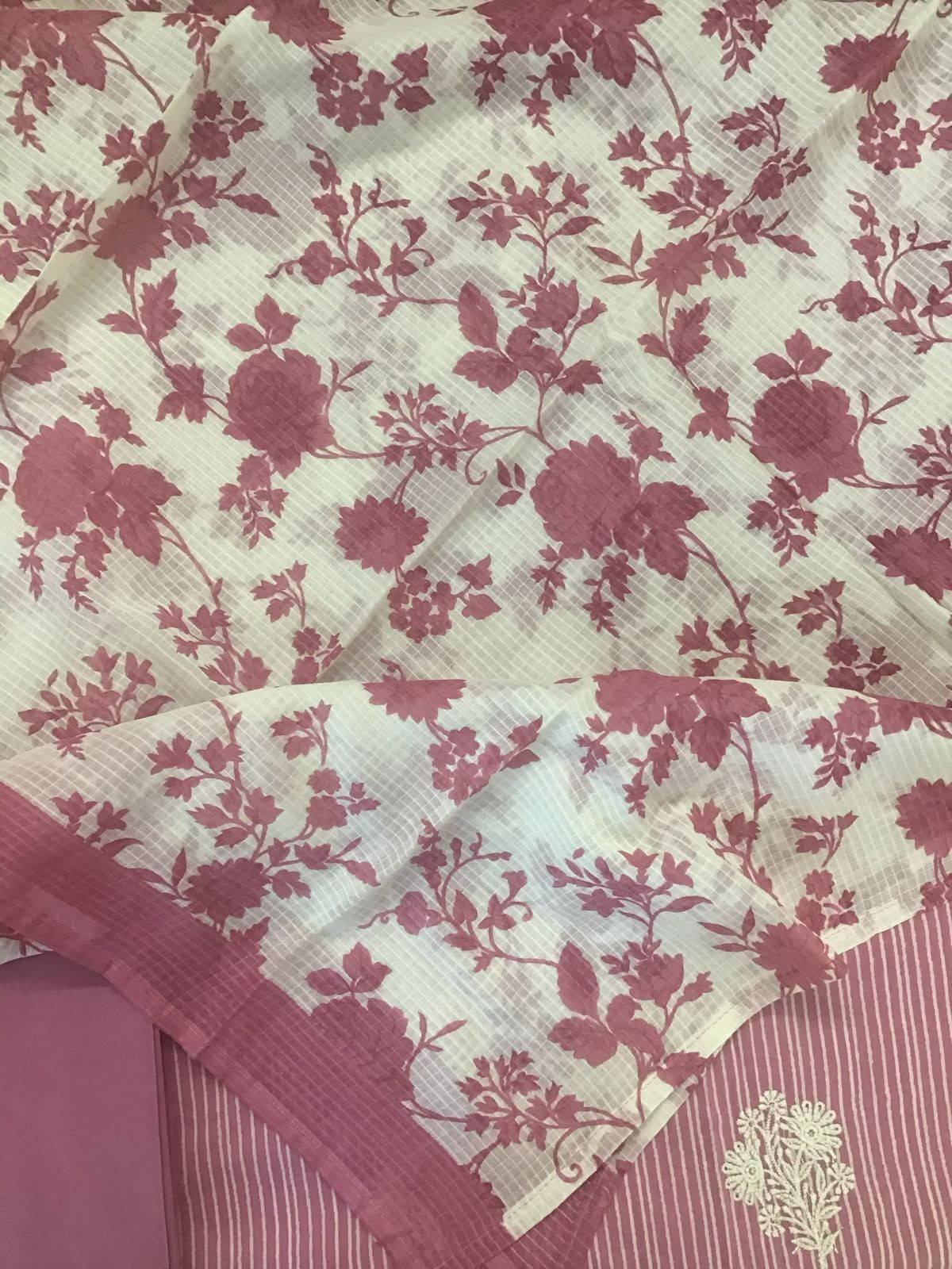 Pure Cotton Printed Embroidered Suit - Pink