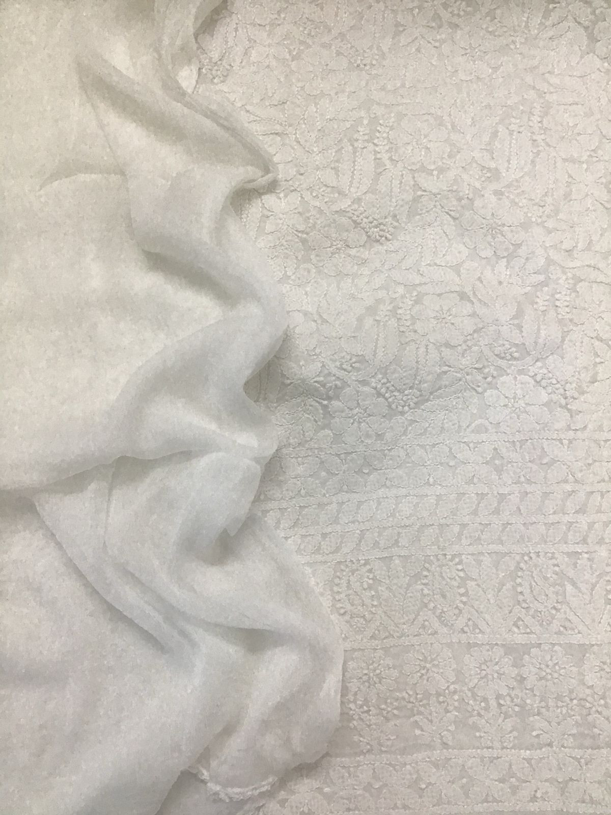 Pure Cotton Chikankari Work Suit - Offwhite