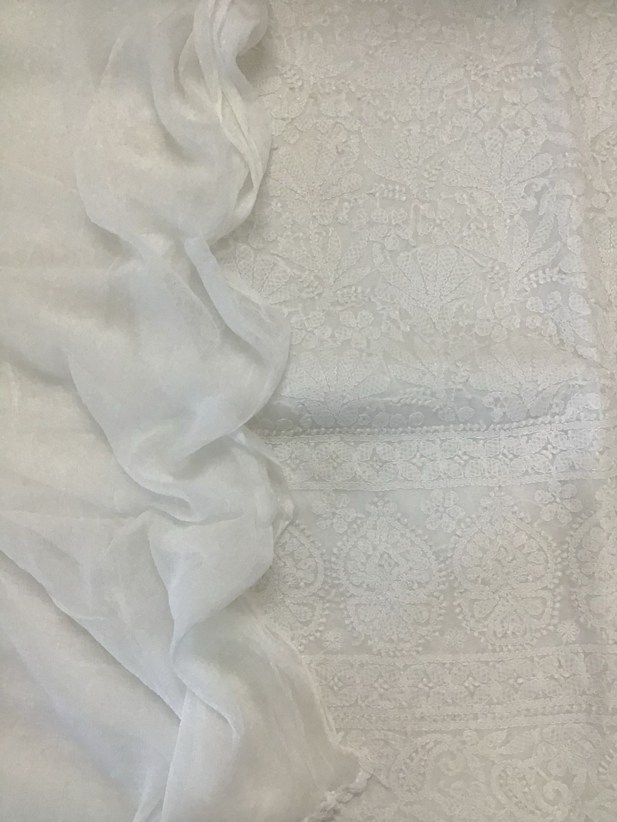 Pure Cotton Chikankari Work Suit - Offwhite