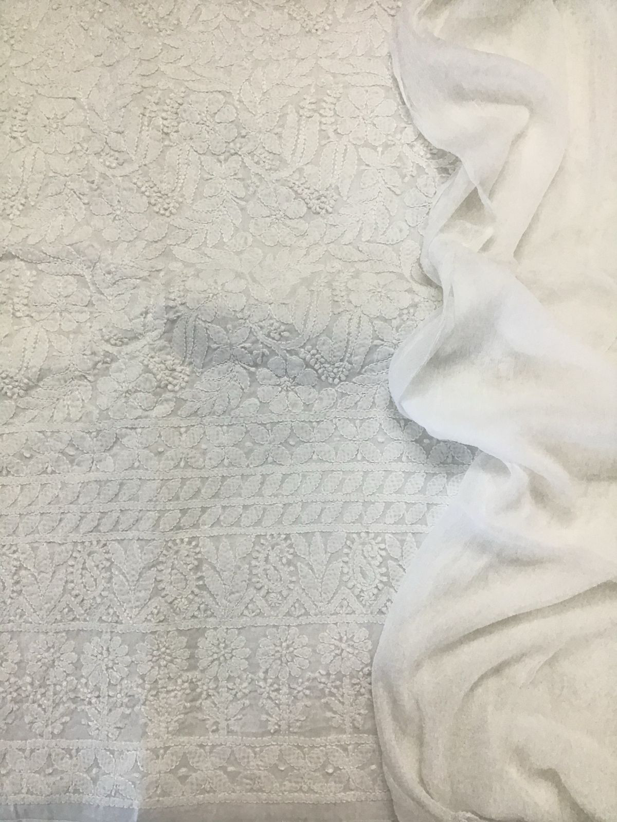 Pure Cotton Chikankari Work Suit - Offwhite