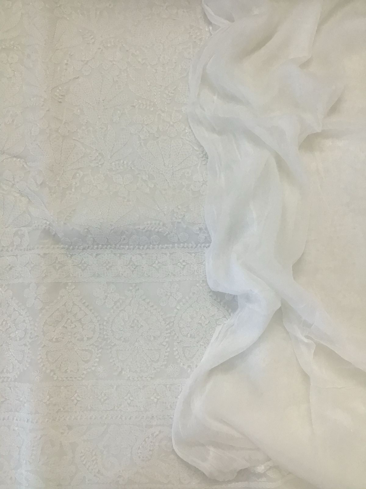 Pure Cotton Chikankari Work Suit - Offwhite