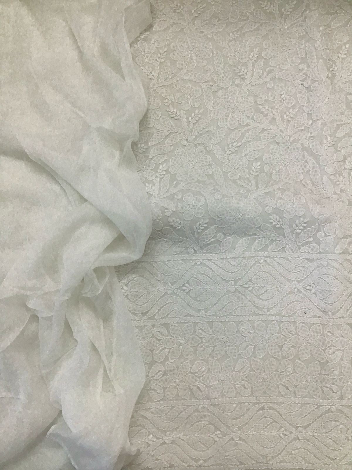 Pure Cotton Chikankari Work Suit - Offwhite