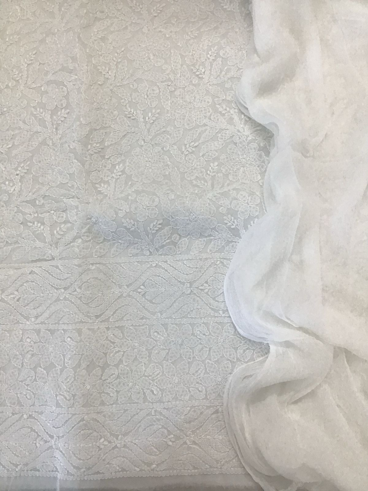 Pure Cotton Chikankari Work Suit - Offwhite